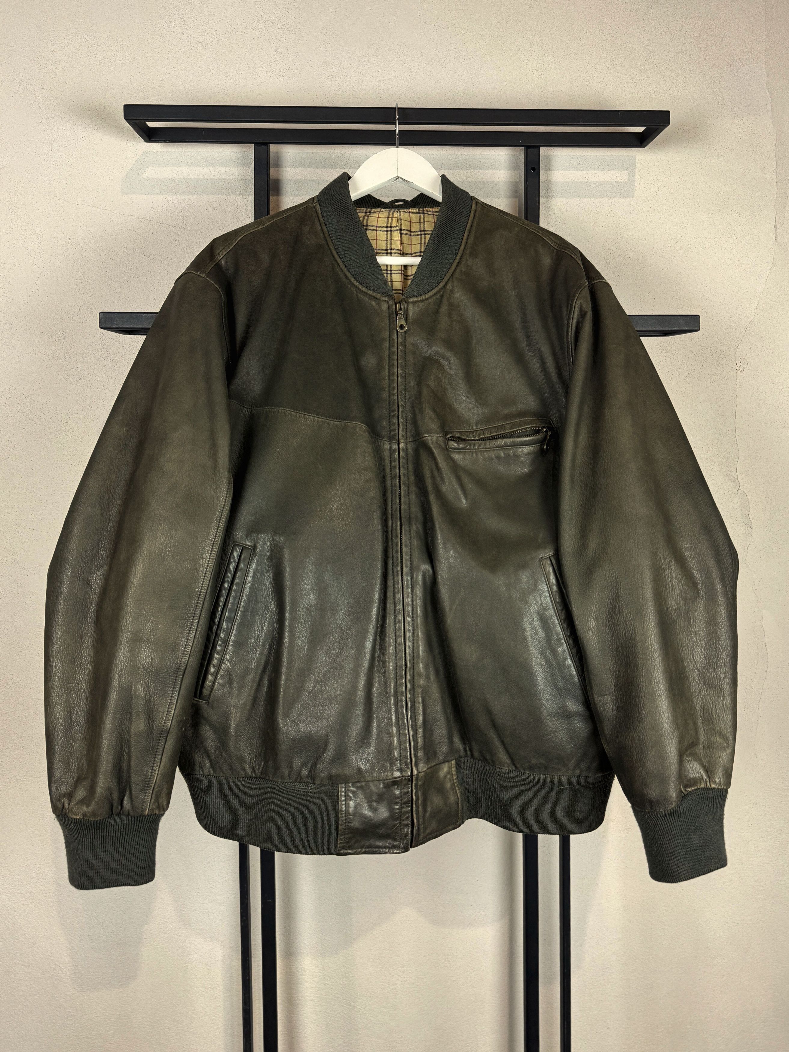 Issey Miyake Vintage Leather Bomber Jacket Minimal Zip Dark Core Style Size US S / EU 44-46 / 1 - 1 Thumbnail