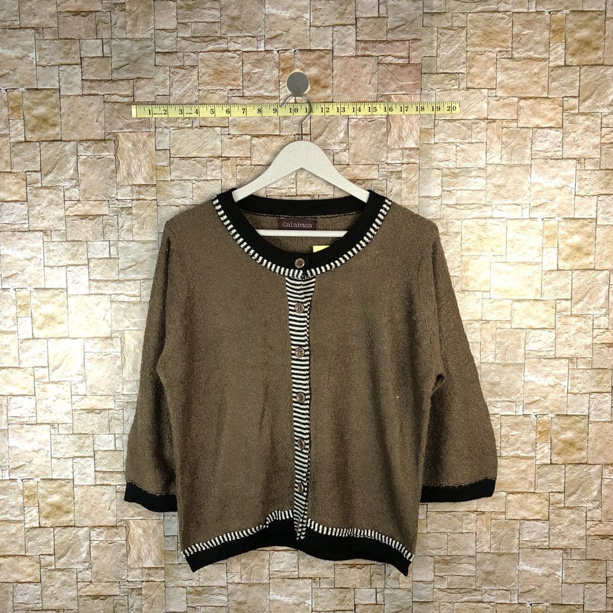 Homespun Knitwear × Japanese Brand Calabaza Brown Patterned Cardigans knitwear #A1230 Size M / US 6-8 / IT 42-44 - 1 Thumbnail