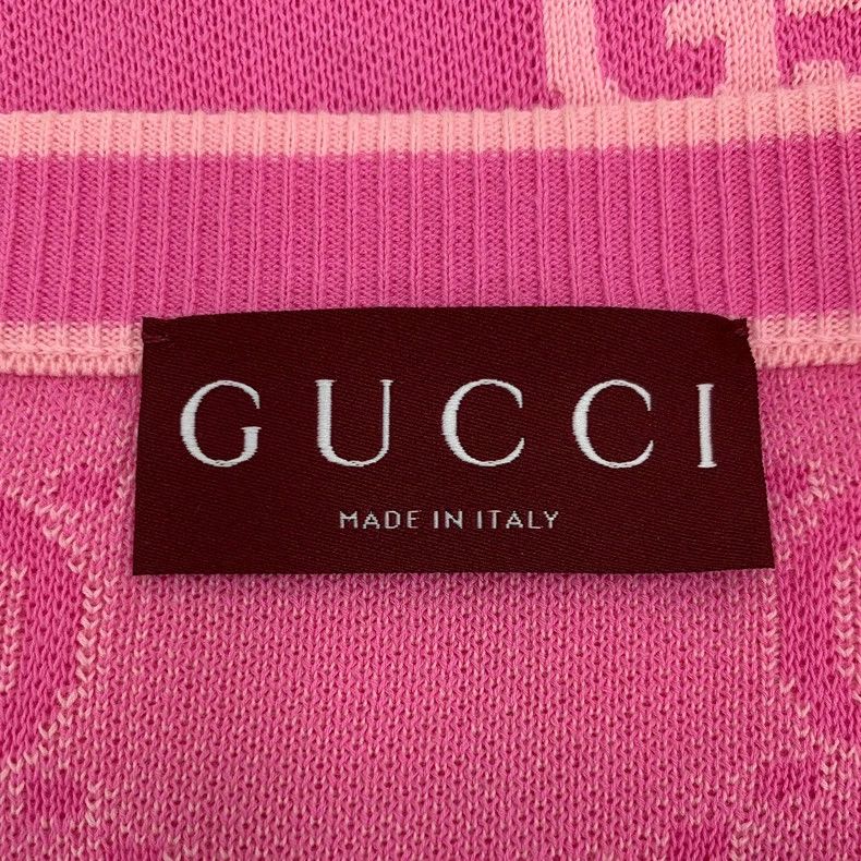 Other Gucci Pink logo jacquad cotton round-neck single-breasted Size M / US 6-8 / IT 42-44 - 5 Thumbnail