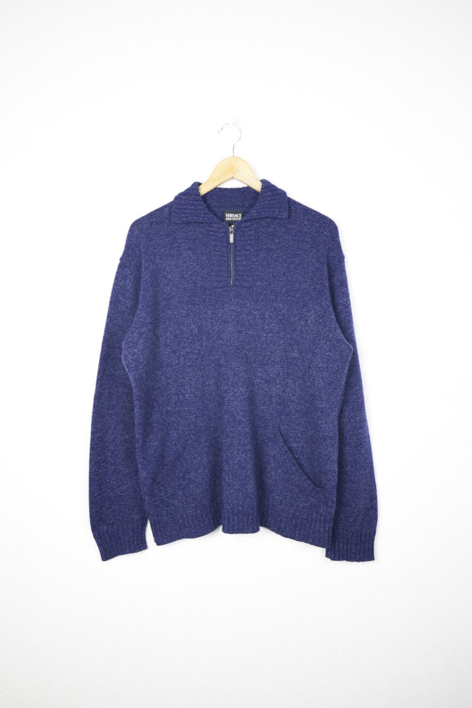 Versace × Versace Jeans Couture Vintage Versace Jeans Couture Logo Half Zip Wool Sweater Size US M / EU 48-50 / 2 - 1 Thumbnail