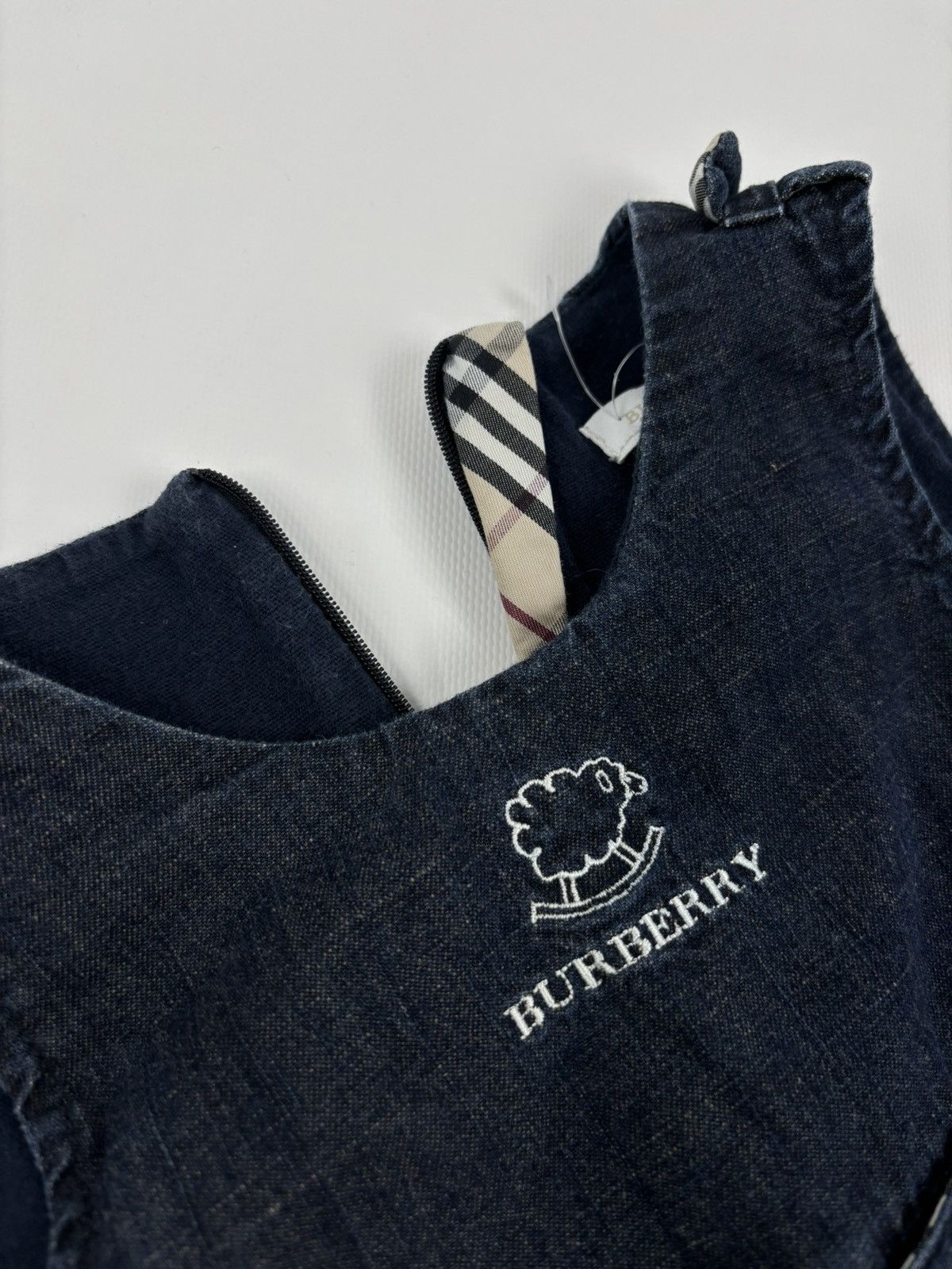 Burberry Unisex Prorsum Logo Nova Check Trim Denim Overalls Bottoms Jeans Jacket Size XXS / US 00 / IT 34 - 13 Thumbnail