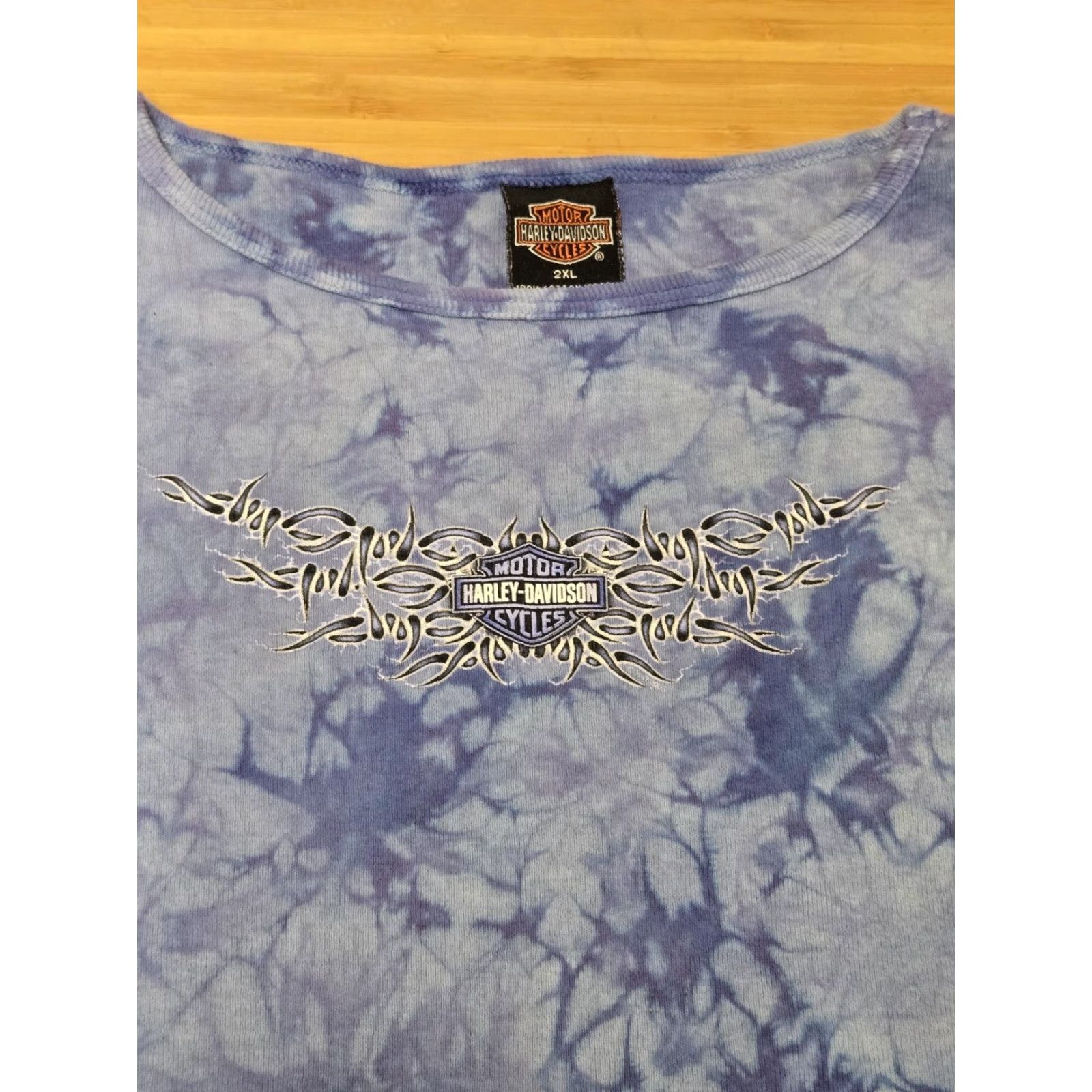 Harley Davidson VINTAGE Harley-Davidson Shirt Womens 2XL Blue Tie Dye Long Sleeve Faribault Minnesota Logo Graphic Print Pullover Cotton Size XXL / US 16-18 / IT 52-54 - 3 Thumbnail