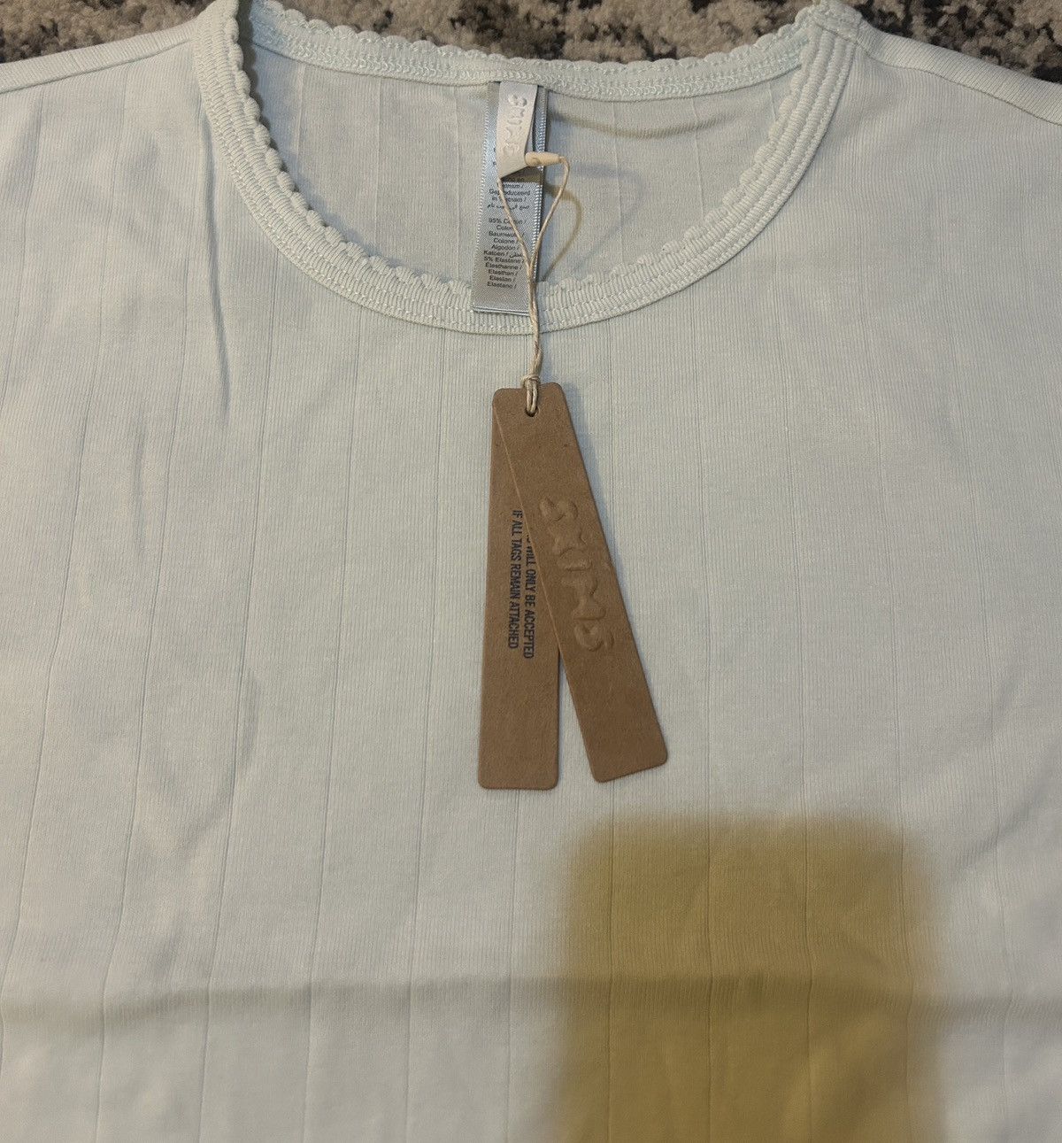 SKIMS Skims Drop Needle Pointelle Baby Tee CROPPED TANK Frost Size XL / US 12-14 / IT 48-50 - 4 Thumbnail