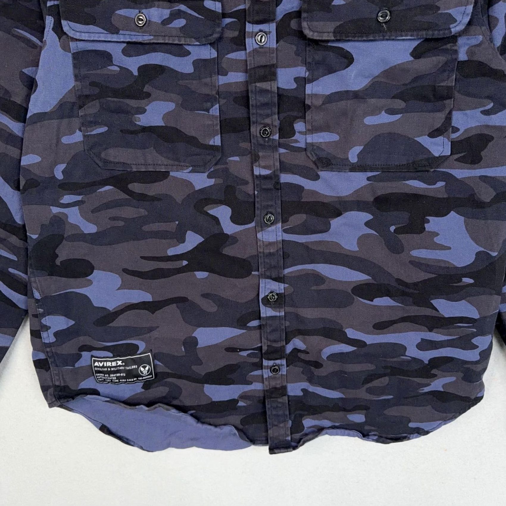 Avirex Avirex Shirt Mens Large Blue Camo Military Button Front Casual Utility Officer Size US L / EU 52-54 / 3 - 3 Thumbnail