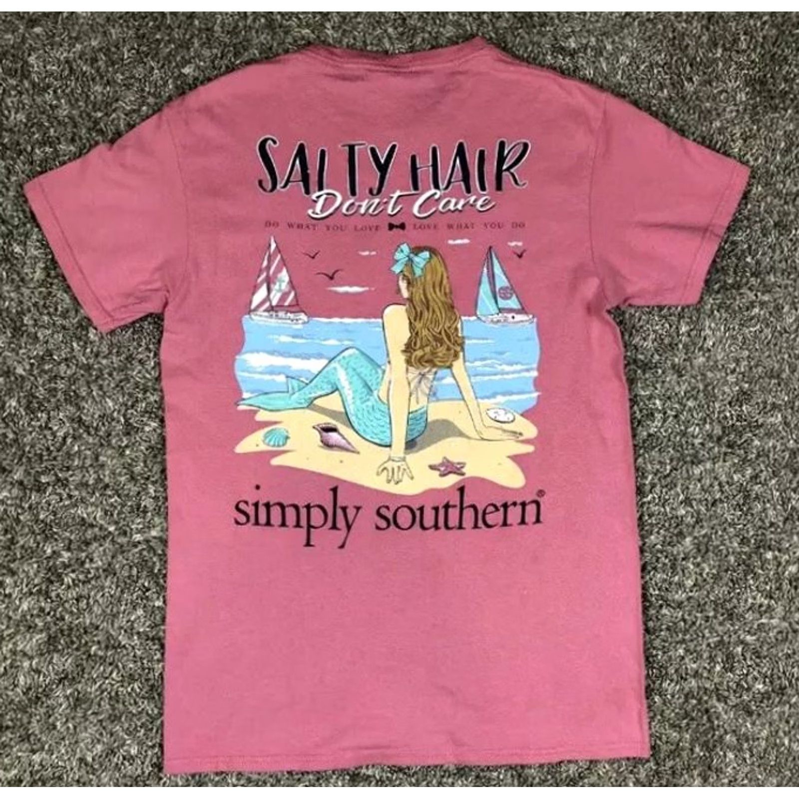 Pinko VINTAGE Simply Southern T-Shirt Mermaid Beach Pink Women’s Small S Womens T-Shirt Beach Graphic Print Size S / US 4 / IT 40 - 3 Thumbnail