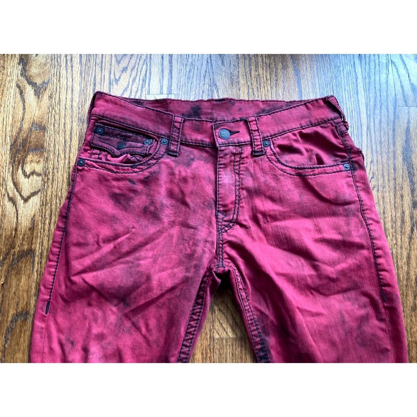True Religion True Religion Jeans Mens Size 33 Red Straight Flap Pocket Y2K Stretch Big T Size US 33 - 2 Thumbnail