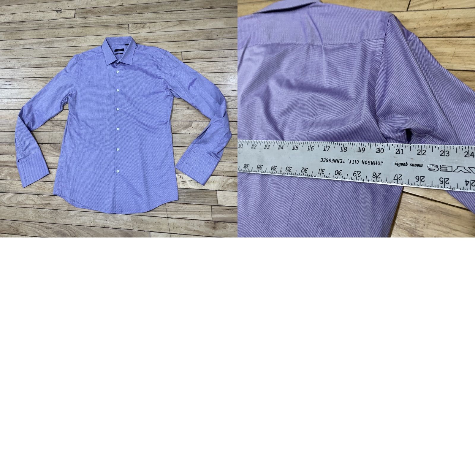 Hugo Boss VINTAGE Hugo Boss Shirt Men 42 16.5 Neck Purple Stripe Button-Up Size US L / EU 52-54 / 3 - 11 Thumbnail