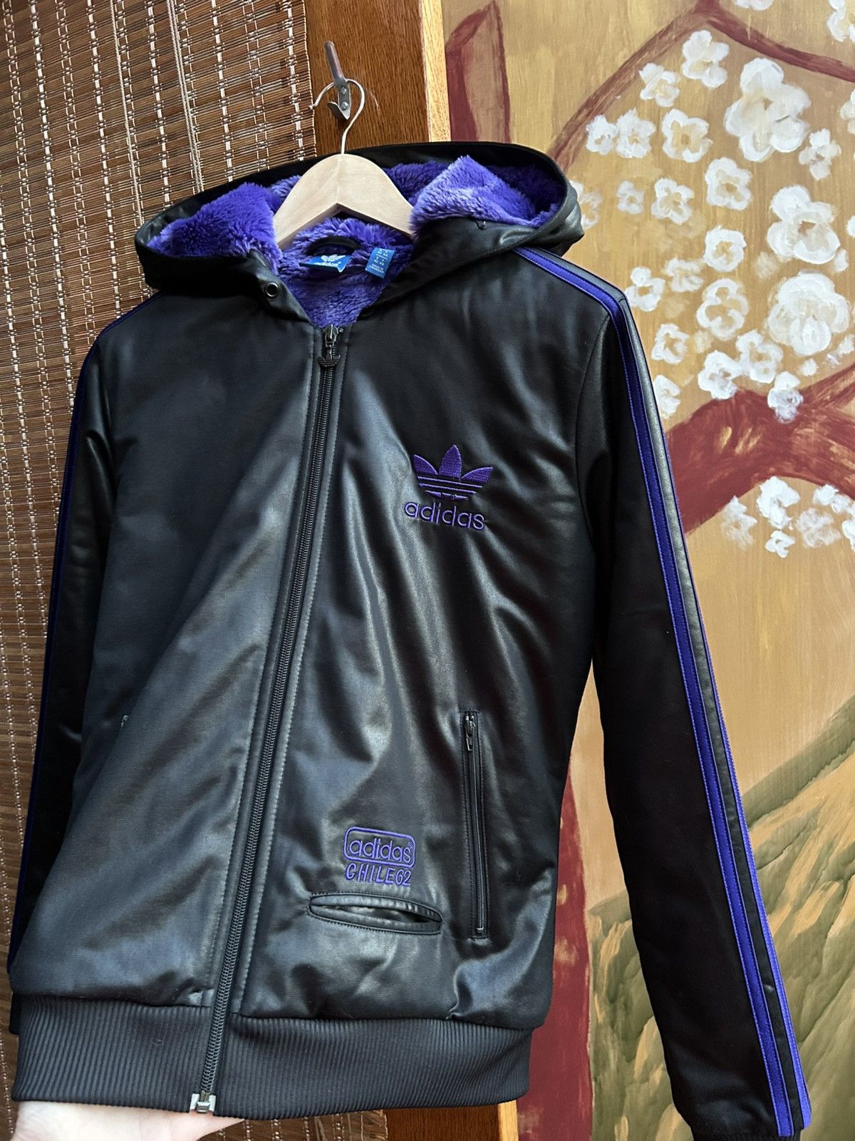 Adidas Y2K Adidas Chile 62 Faux Fur Lined Hooded Bomber Jacket Size Size XL / US 12-14 / IT 48-50 - 5 Thumbnail