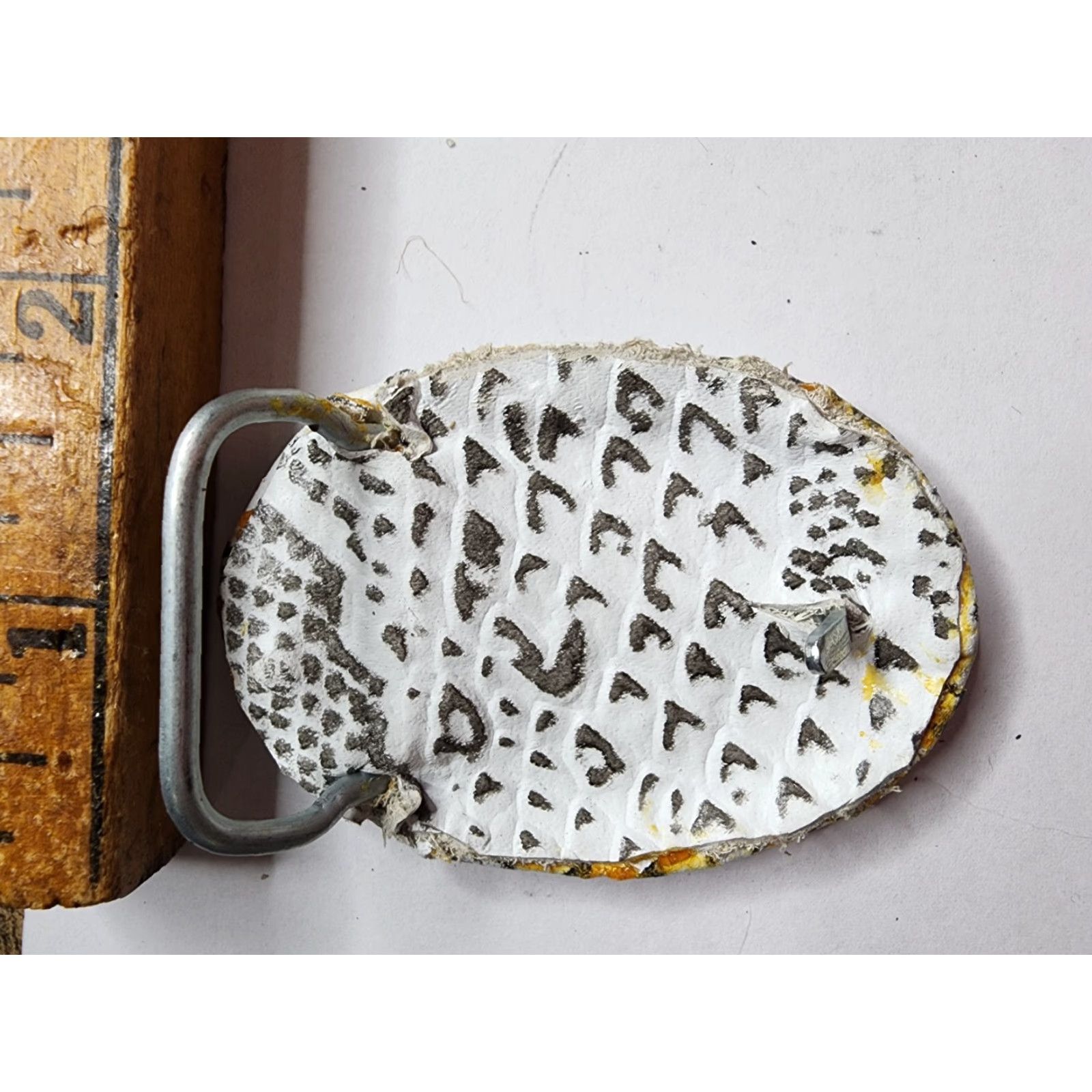 Vintage VINTAGE Leather & Snakeskin? Print Wrapped Belt Buckle black And White Belt Buckle Leather Snakeskin Vintage Rockabilly Mens Women? Size ONE SIZE - 2 Thumbnail