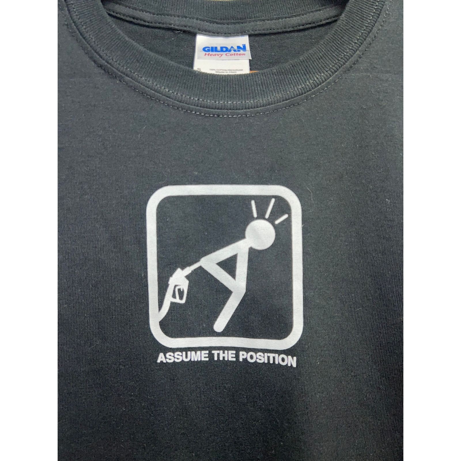 Gildan Vintage Humor Shirt Assume The Position Gas Joke Tee S Small Size US S / EU 44-46 / 1 - 3 Thumbnail