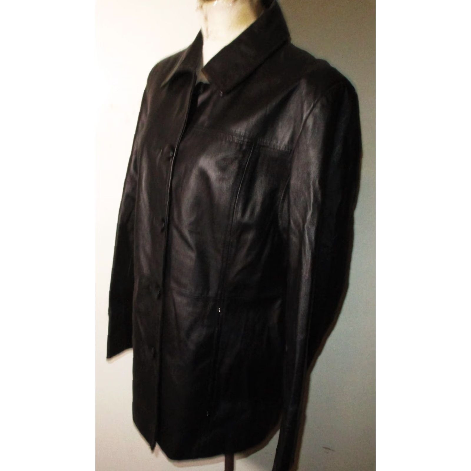Vintage East 5th Coat Women's Size L Black 100% Leather Button Size L / US 10 / IT 46 - 4 Thumbnail