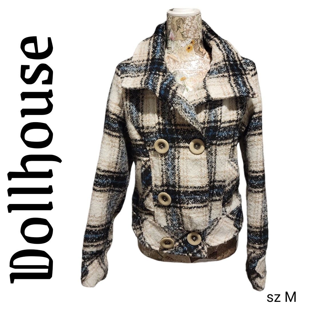 NBDN Nobrandedon Dollhouse Checked Plaid Wool Blend Peacoat Size M / US 6-8 / IT 42-44 - 1 Thumbnail