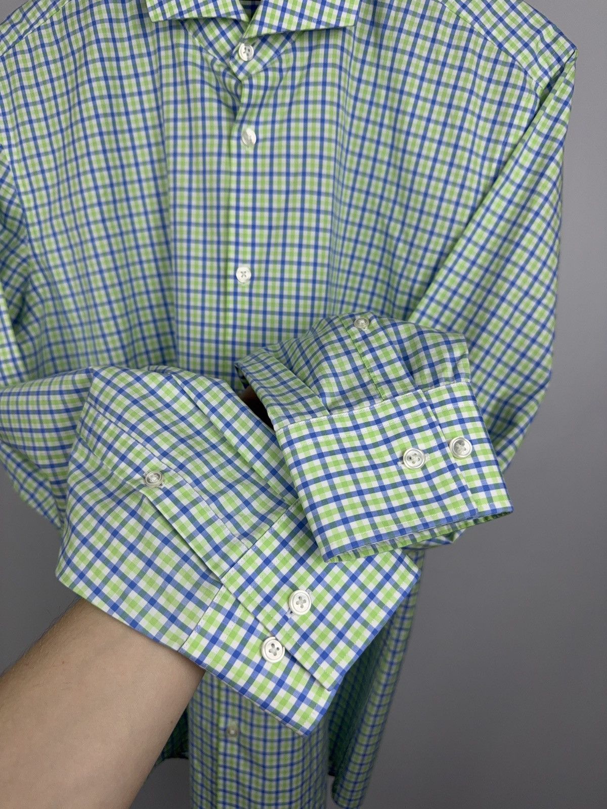 Hugo Boss Luxury 00s Hugo Boss Slim Fit Check Shirt Green Blue Mens L Size US L / EU 52-54 / 3 - 6 Thumbnail
