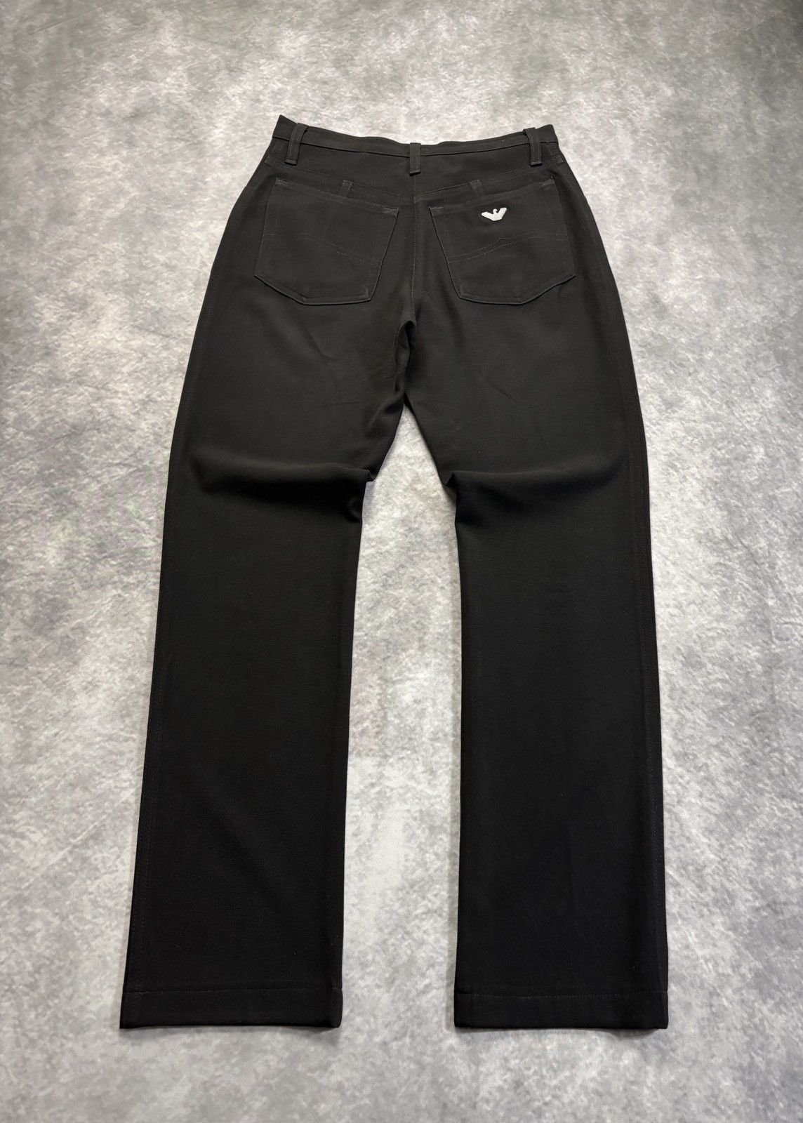 Emporio Armani × Giorgio Armani × Vintage Vintage Armani Jeans Black Trousers 1990s 2000s Wool Italy Size 26" / US 2 / IT 38 - 1 Thumbnail