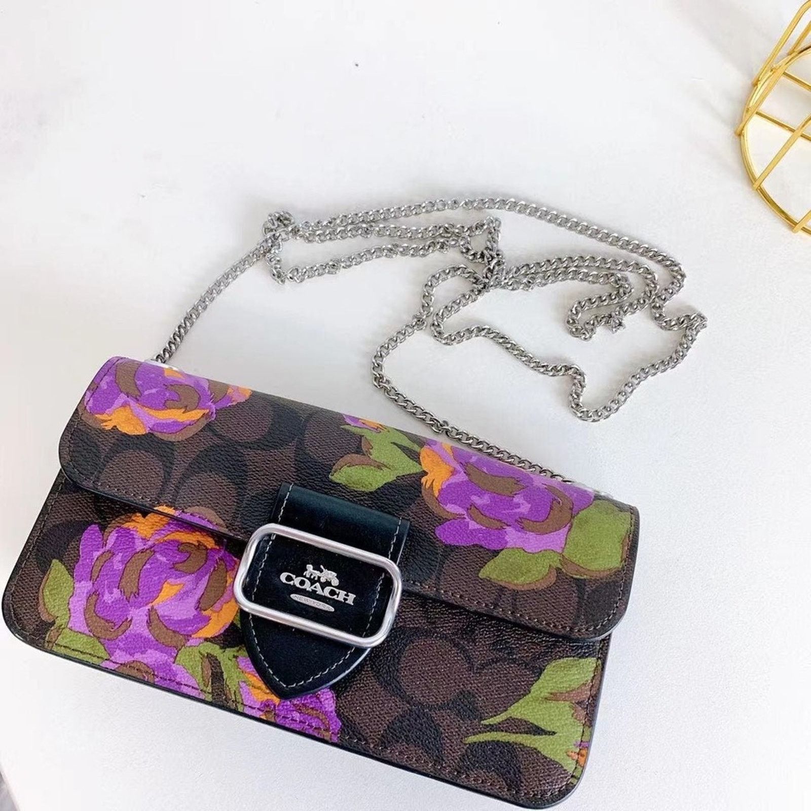 Coach Coach CL476 Morgan Crossbody In Sig Leather With Rose Print Size ONE SIZE - 4 Thumbnail