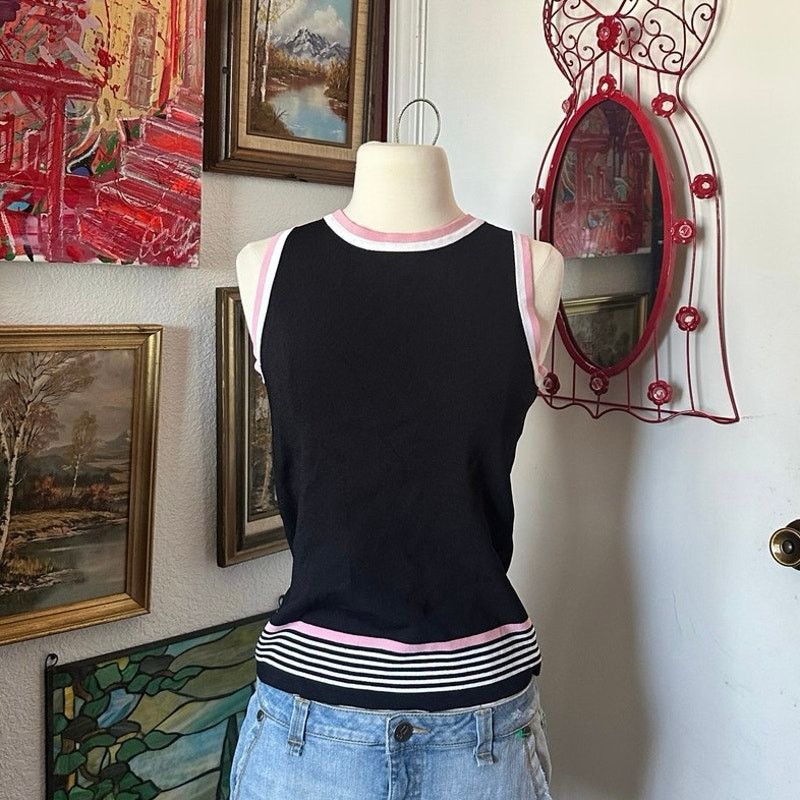 Other dress barn knit black pink white tank top Size M / US 6-8 / IT 42-44 - 1 Thumbnail