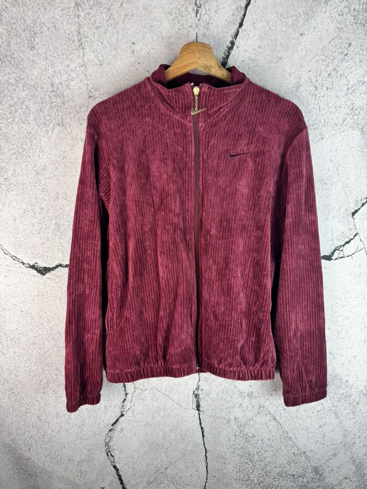 Nike Y2K style Nike rare baggy oversized velvet zip-up hoodie Size S / US 4 / IT 40 - 1 Thumbnail