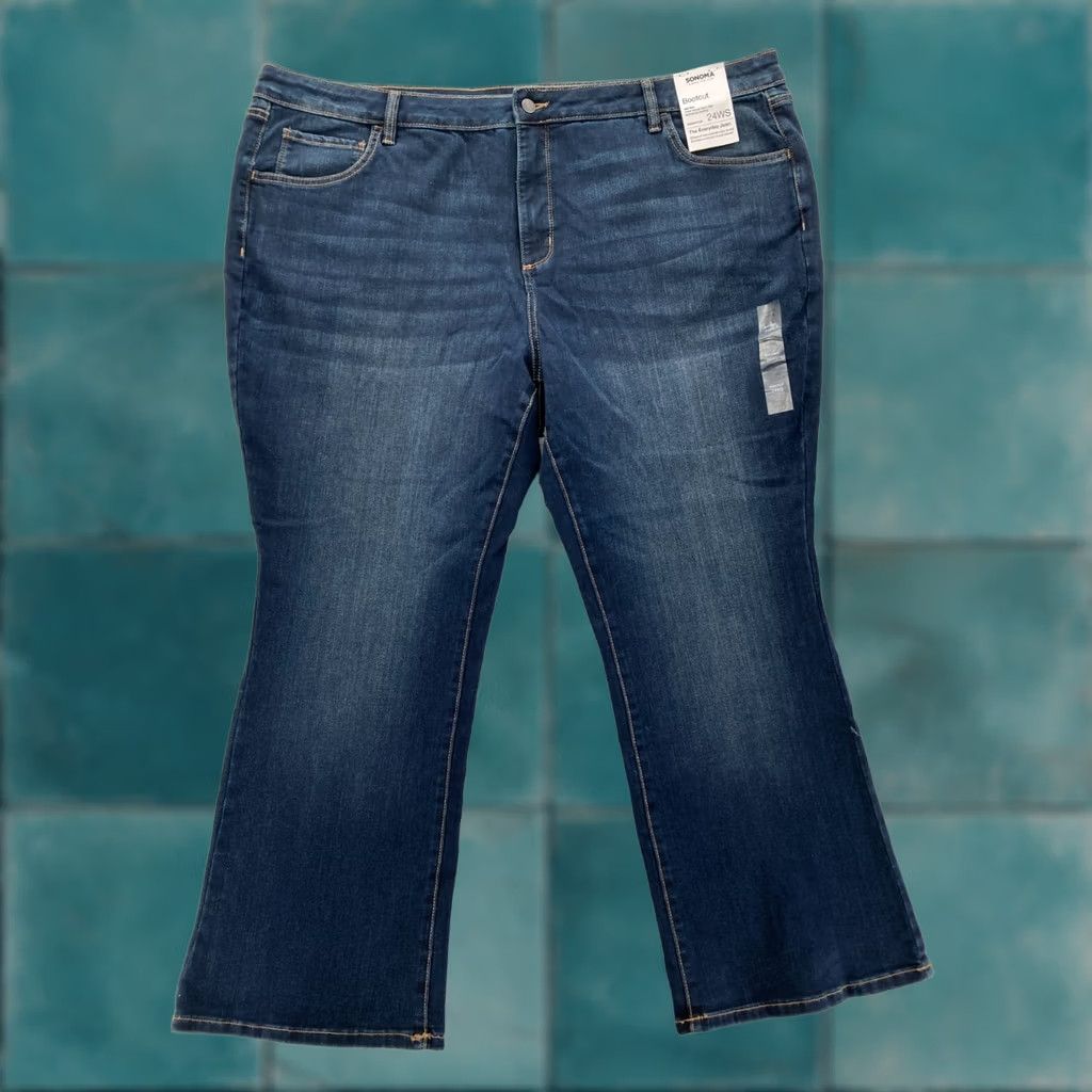 Denime Sonoma Bootcut Jeans Womens Plus 24WS Dark Wash Blue Stretch Denim Mid Rise NWT Size 42" / US 20 - 1 Thumbnail