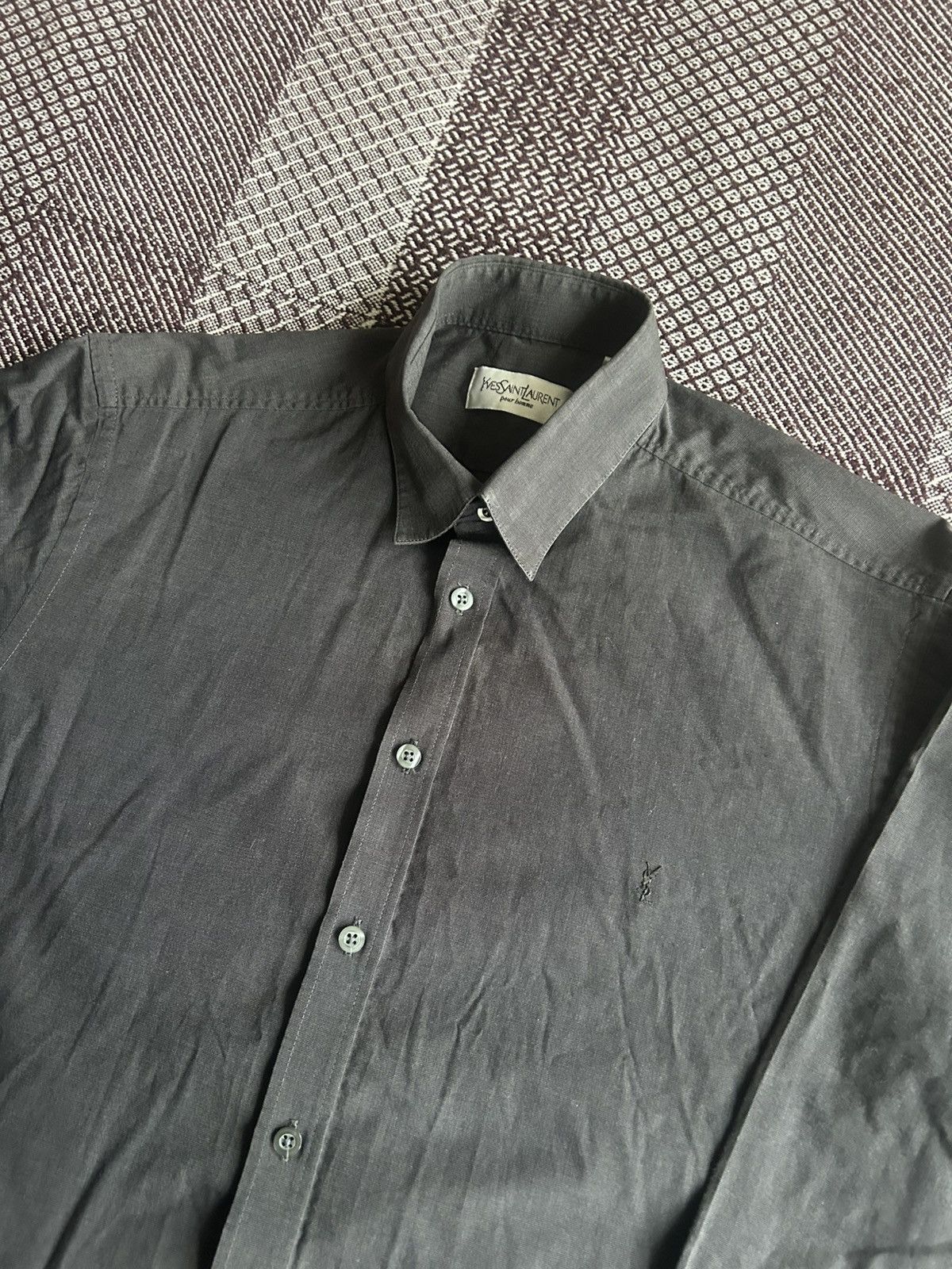 Yves Saint Laurent Vintage Yves Saint Laurent Luxury Mens Shirt Solid Style L Size US L / EU 52-54 / 3 - 4 Thumbnail