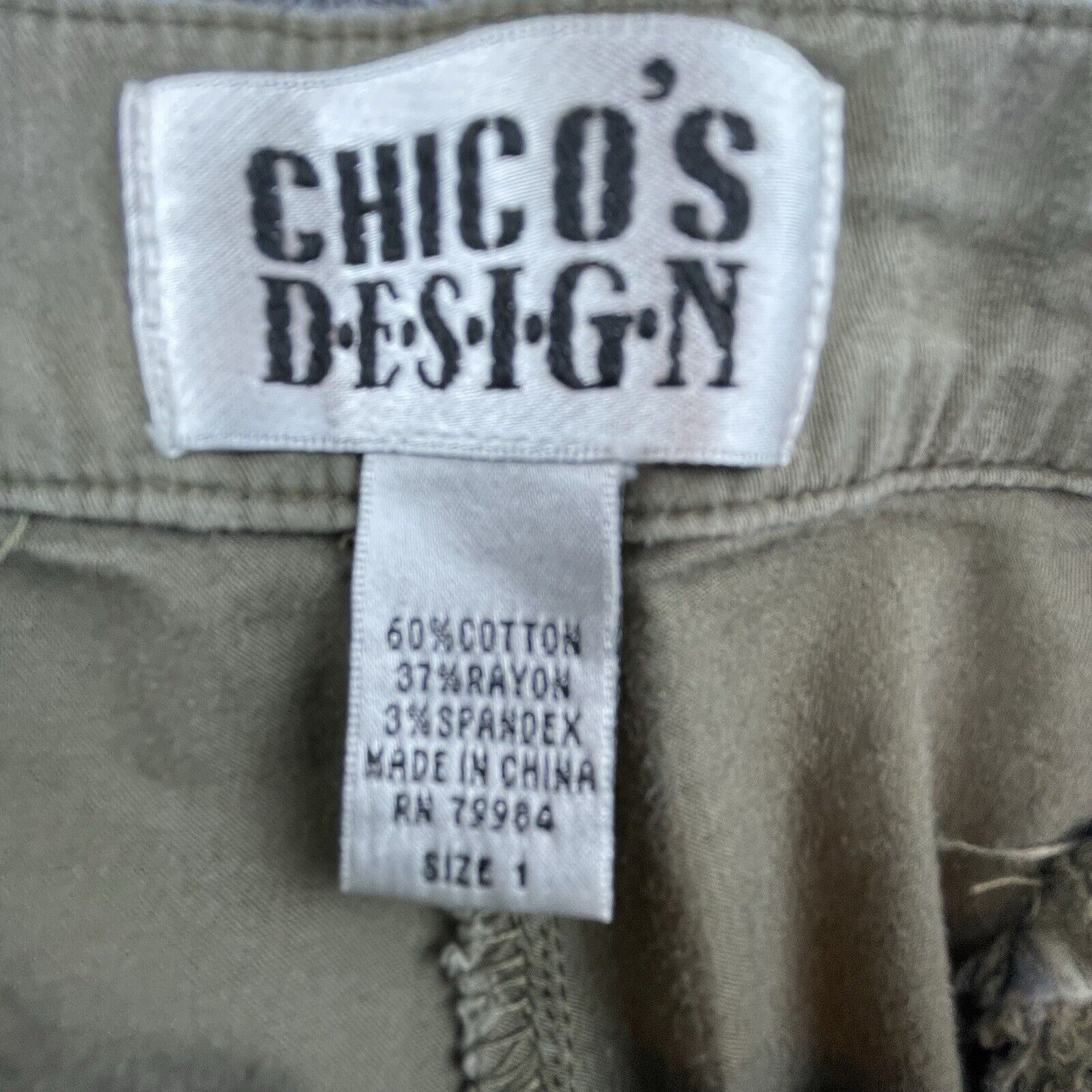 Chicos Chico's Design Pants Womens 1 Small Olive Straight Crop Wide Size 29" - 4 Thumbnail