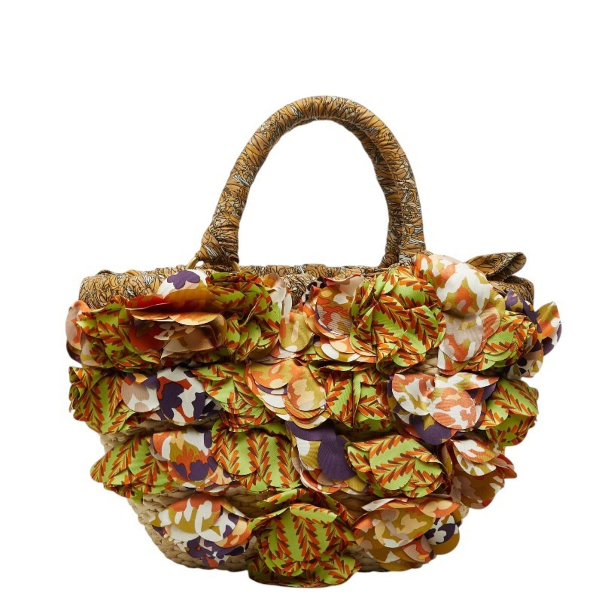 Prada Prada Triangle Logo Plate Raffia Basket Bag Handbag Multicolor Women's PRADA Size ONE SIZE - 1 Thumbnail