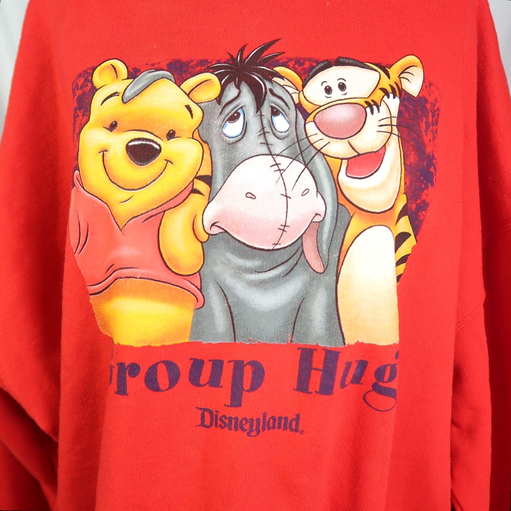 Disney VINTAGE Winnie the Pooh Eeyore Tigger Group Hug Red Sweatshirt XL Womens Crew Neck Pullover 90s Cartoon Disney Disney Pooh Eeyore Group Hug Sweatshirt Size XL / US 12-14 / IT 48-50 - 2 Thumbnail
