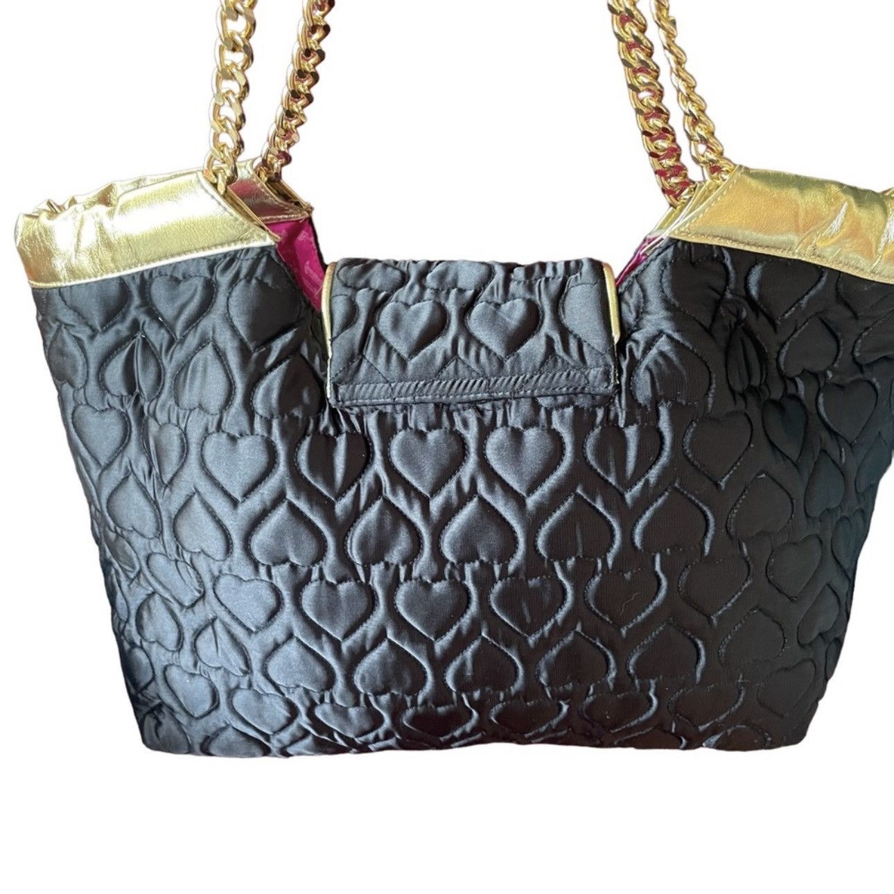 Betsey Johnson Betseyville black heart satin quilted chain strap bag Size ONE SIZE - 2 Thumbnail