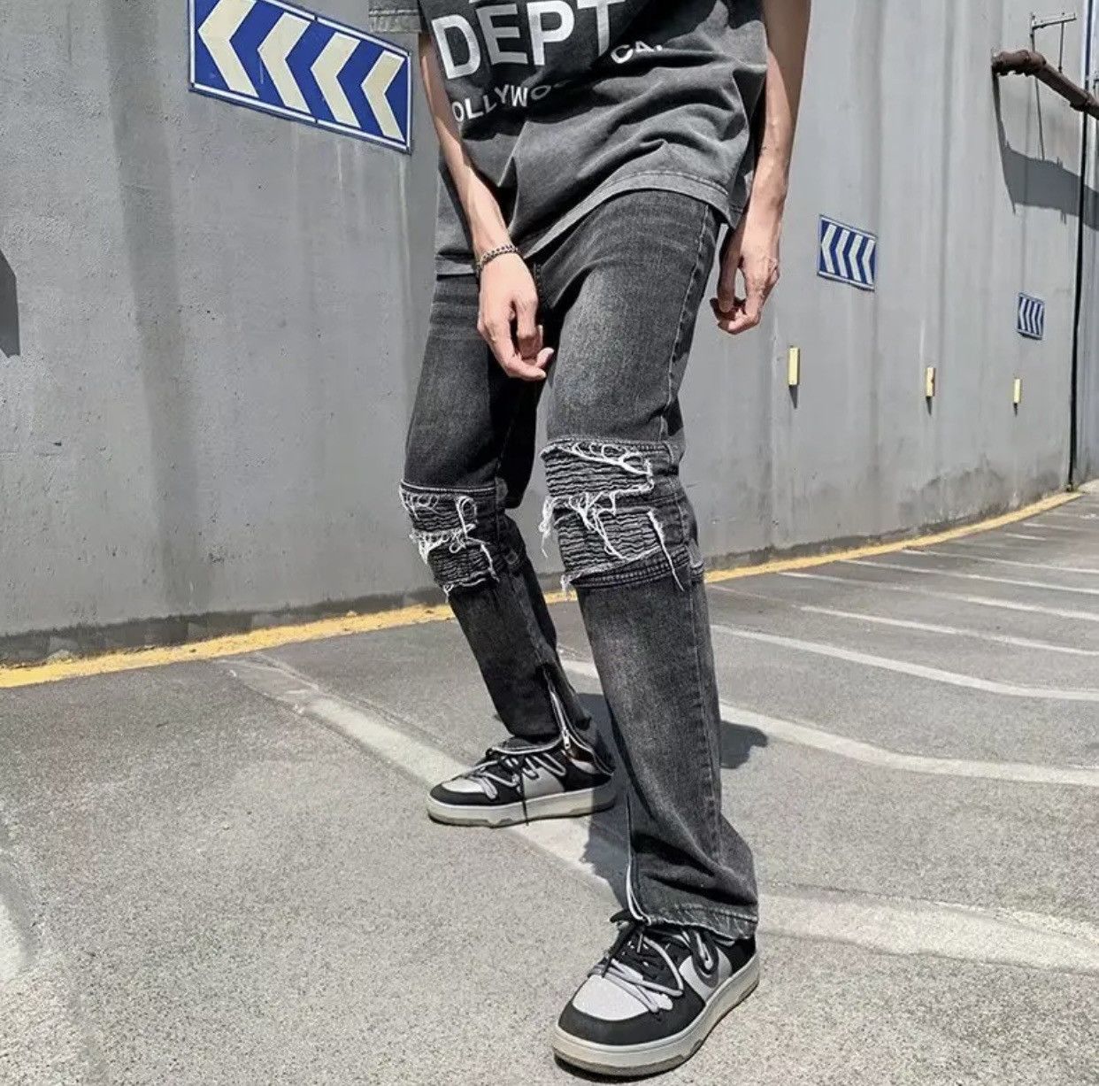 Denime × Jean Y2K Fashion Stretch Slim Ripped Jeans Pants Size US 34 / EU 50 - 7 Thumbnail