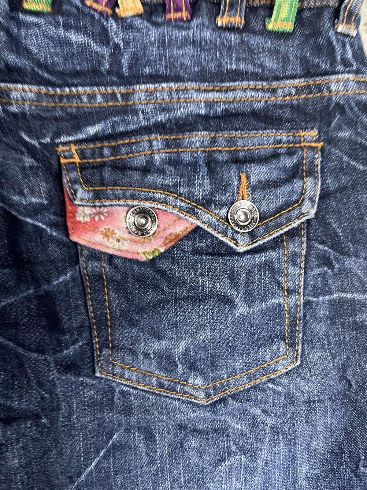 If Six Was Nine 2000s Nylaus Karakuri Double Waist Washed Denim Jeans Faded Size US 30 / EU 46 - 15 Thumbnail