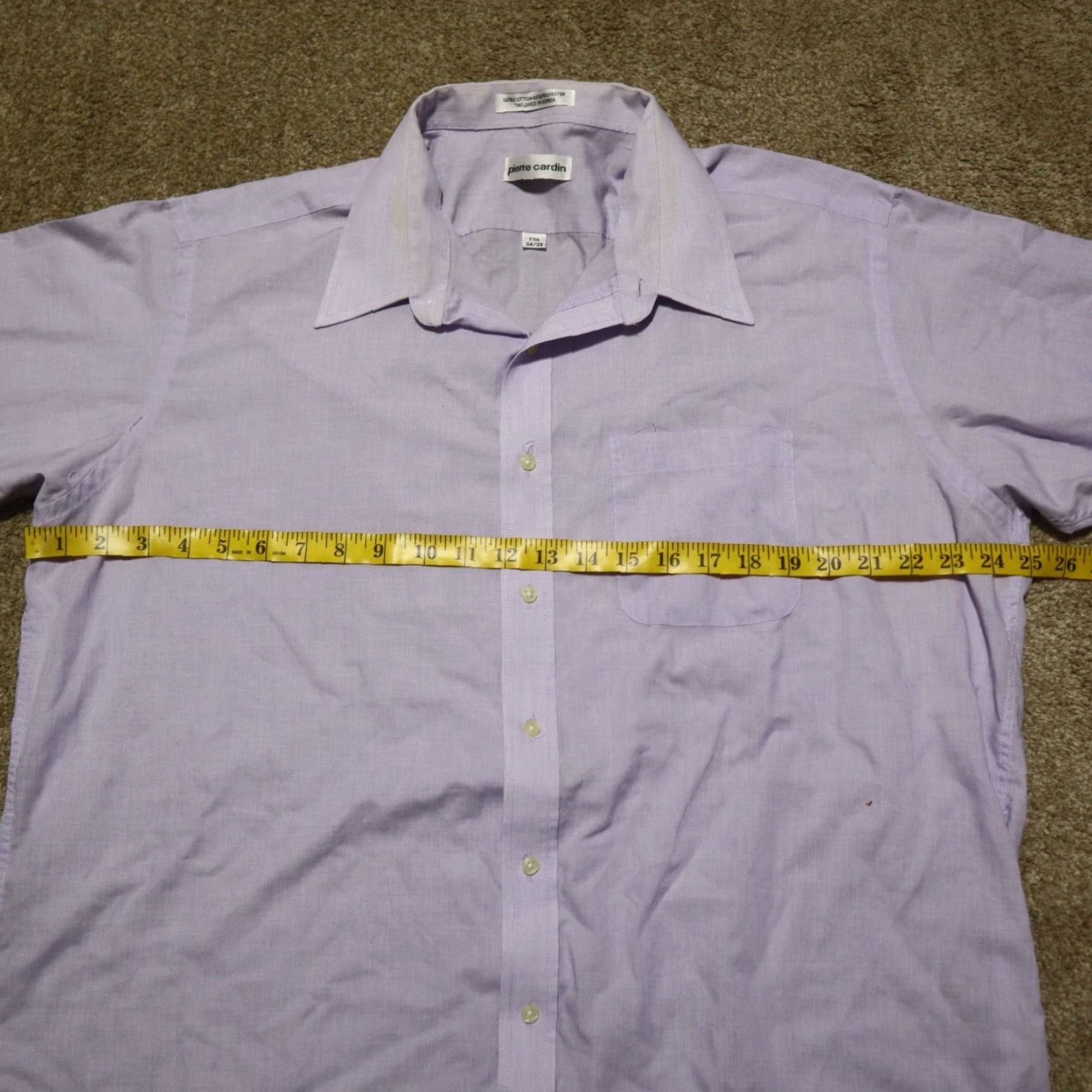 Pierre Cardin Pierre Cardin Button-Up Shirt Solid Purple Long Sleeve Men's Size 17.5 34/35 Casual Designer Size US XL / EU 56 / 4 - 4 Thumbnail