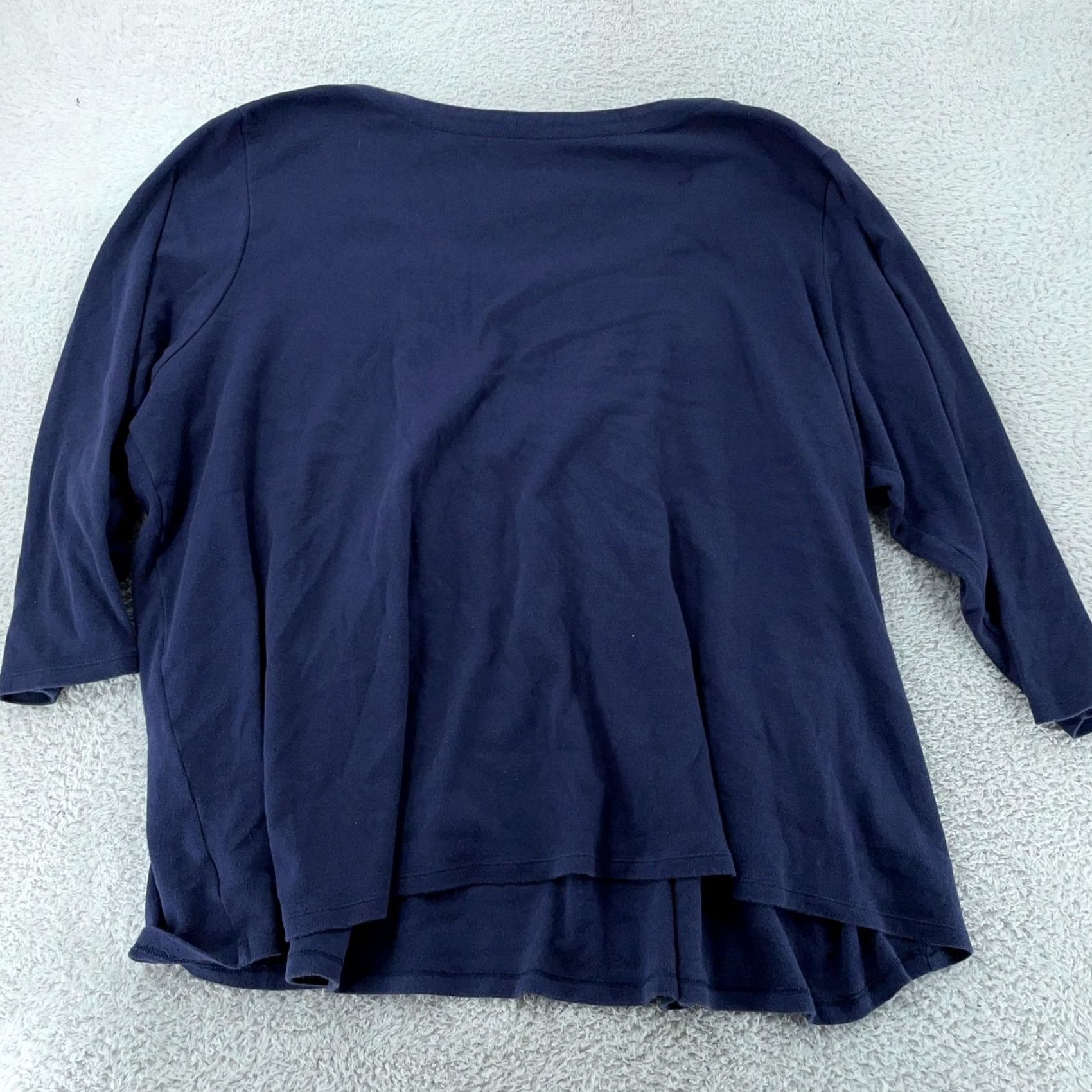 Vintage Roaman's Shirt Women's 4X Tunic 3/4 Sleeve Scoop Neck Pleated Pockets Blue Cotton Blend Polyester Size XXL / US 16-18 / IT 52-54 - 3 Thumbnail