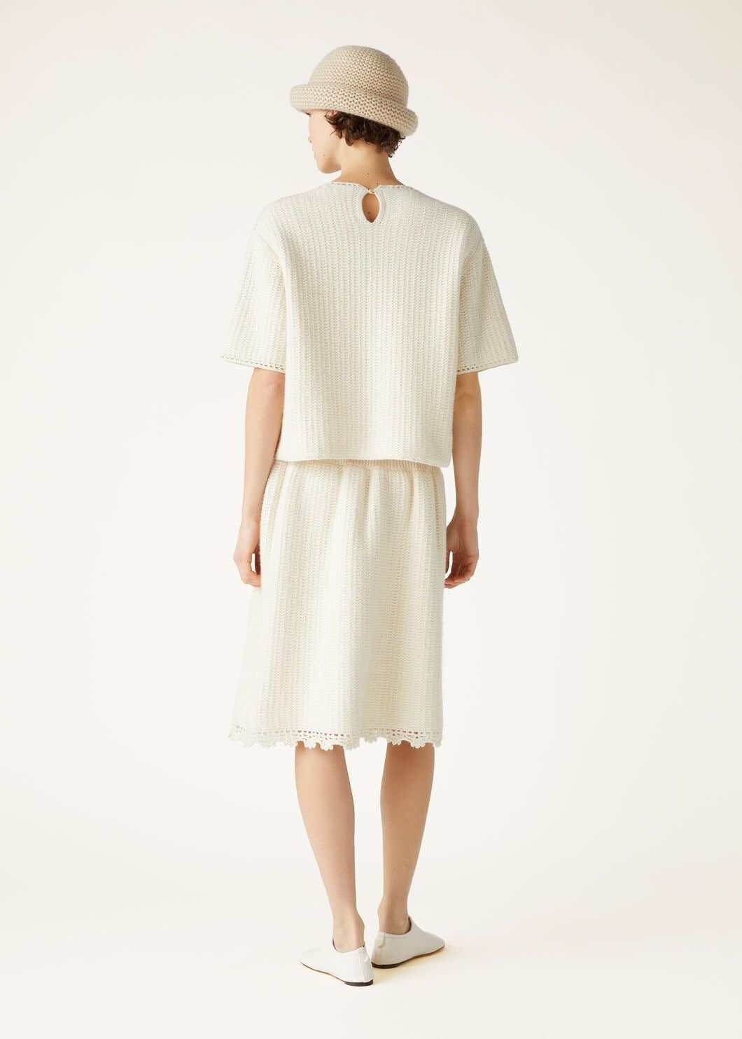 Loro Piana o1w1db10825 FAO2912 Fervento Crewneck Sweater in White Size L / US 10 / IT 46 - 5 Thumbnail