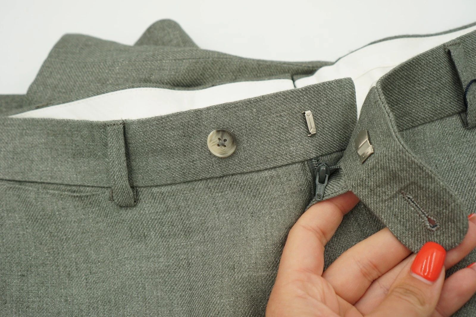 Suitsupply Men Suitsupply Trousers 100% Linen Green Soho Size UK/US42S Size 42S - 3 Thumbnail
