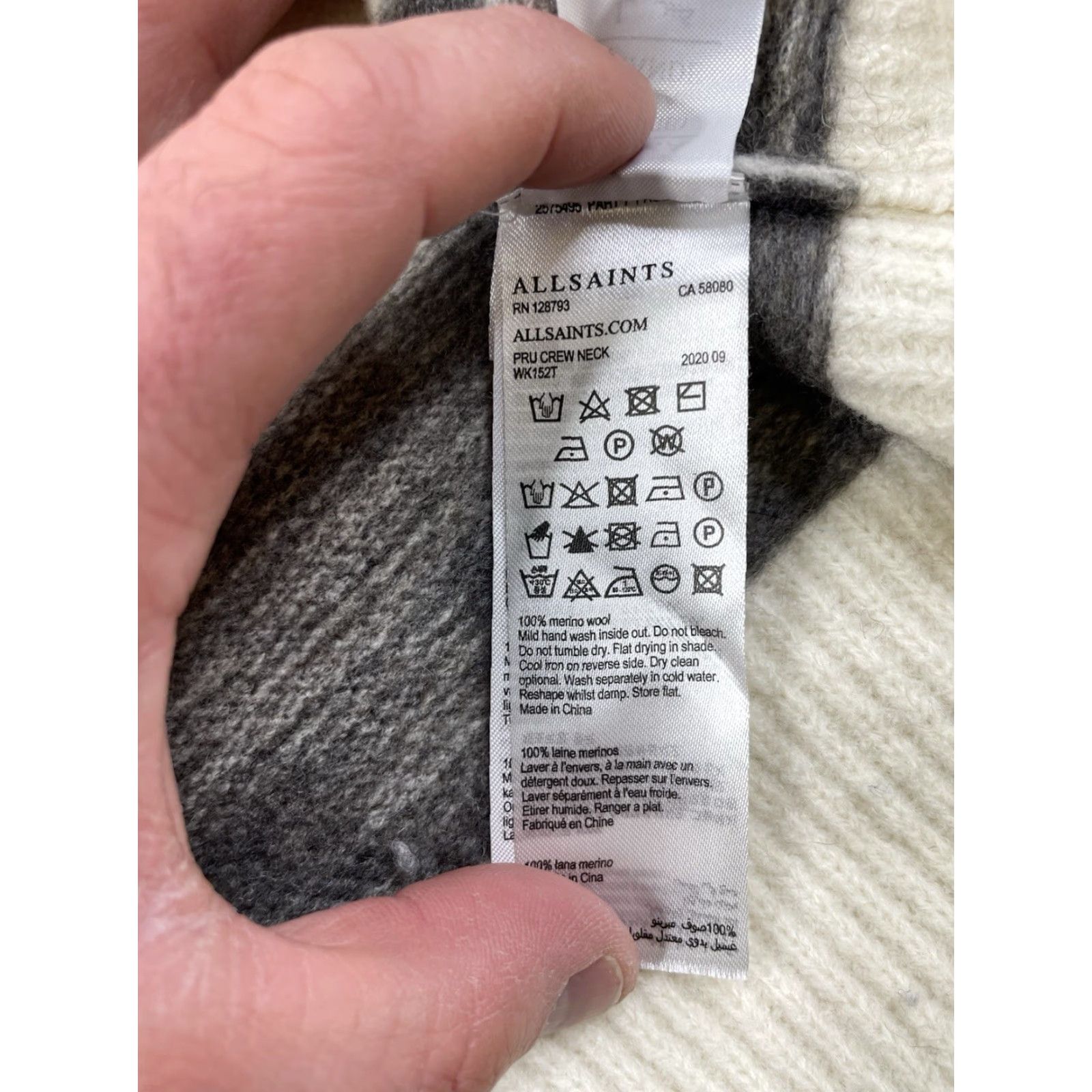 Allsaints AllSaints Womens PUR Crew Neck Merino Wool Pullover Sweater Size L Ivory Size L / US 10 / IT 46 - 7 Thumbnail