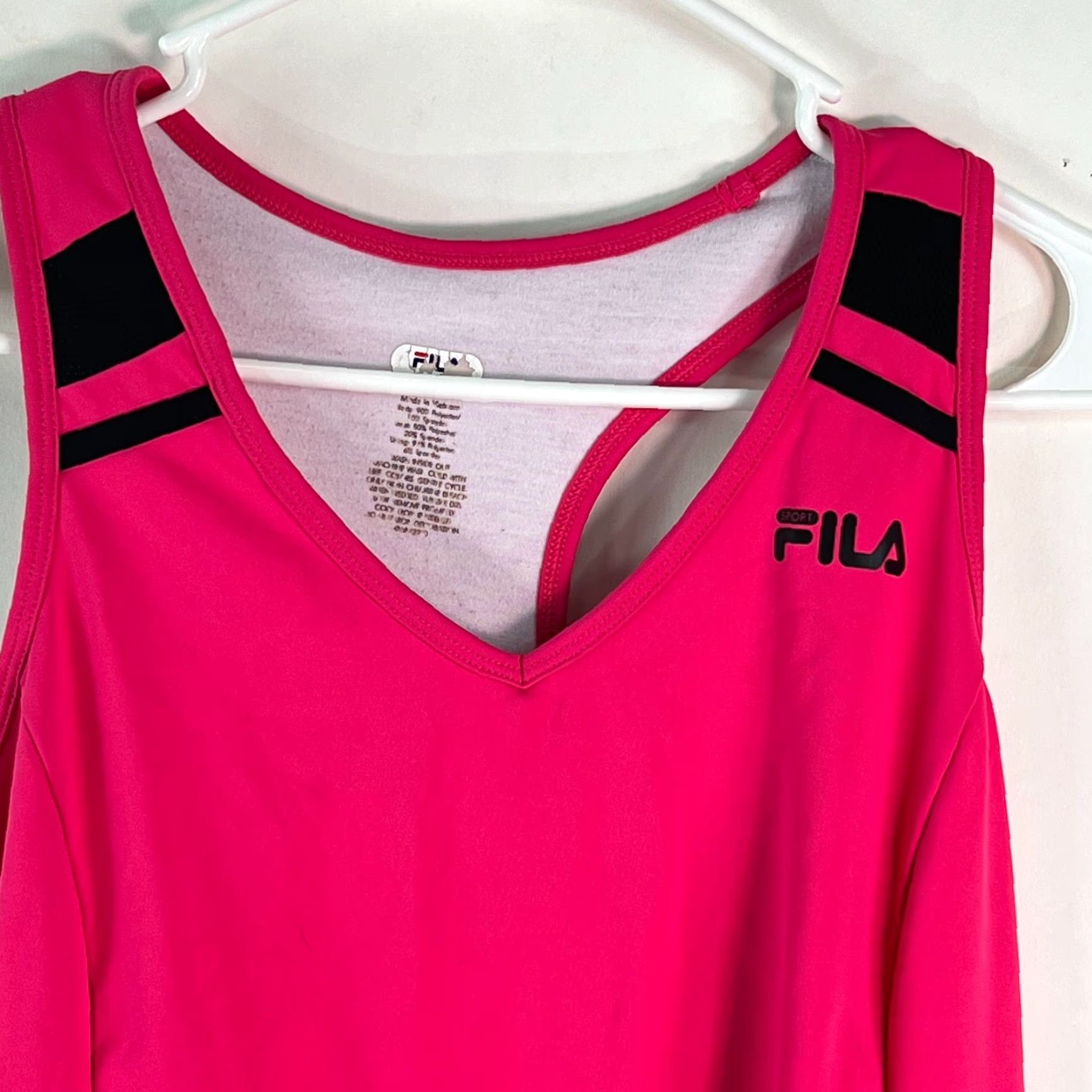 Fila Fila Womens Tank Top Pink Stretch V Neck Racer Back Zipper Activewear Size L Size L / US 10 / IT 46 - 3 Thumbnail