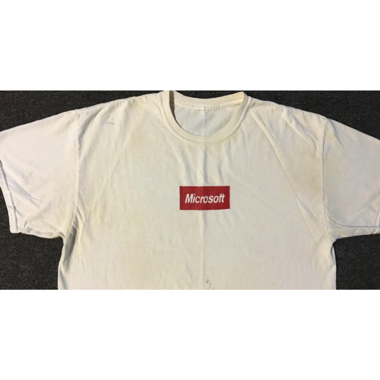 Vintage VINTAGE Microsoft Box Logo Faded Distressed Promo Shirt XL White Men T-Shirt Logo 80s 90s Grunge Retro USA California Valve? Size US XL / EU 56 / 4 - 5 Thumbnail