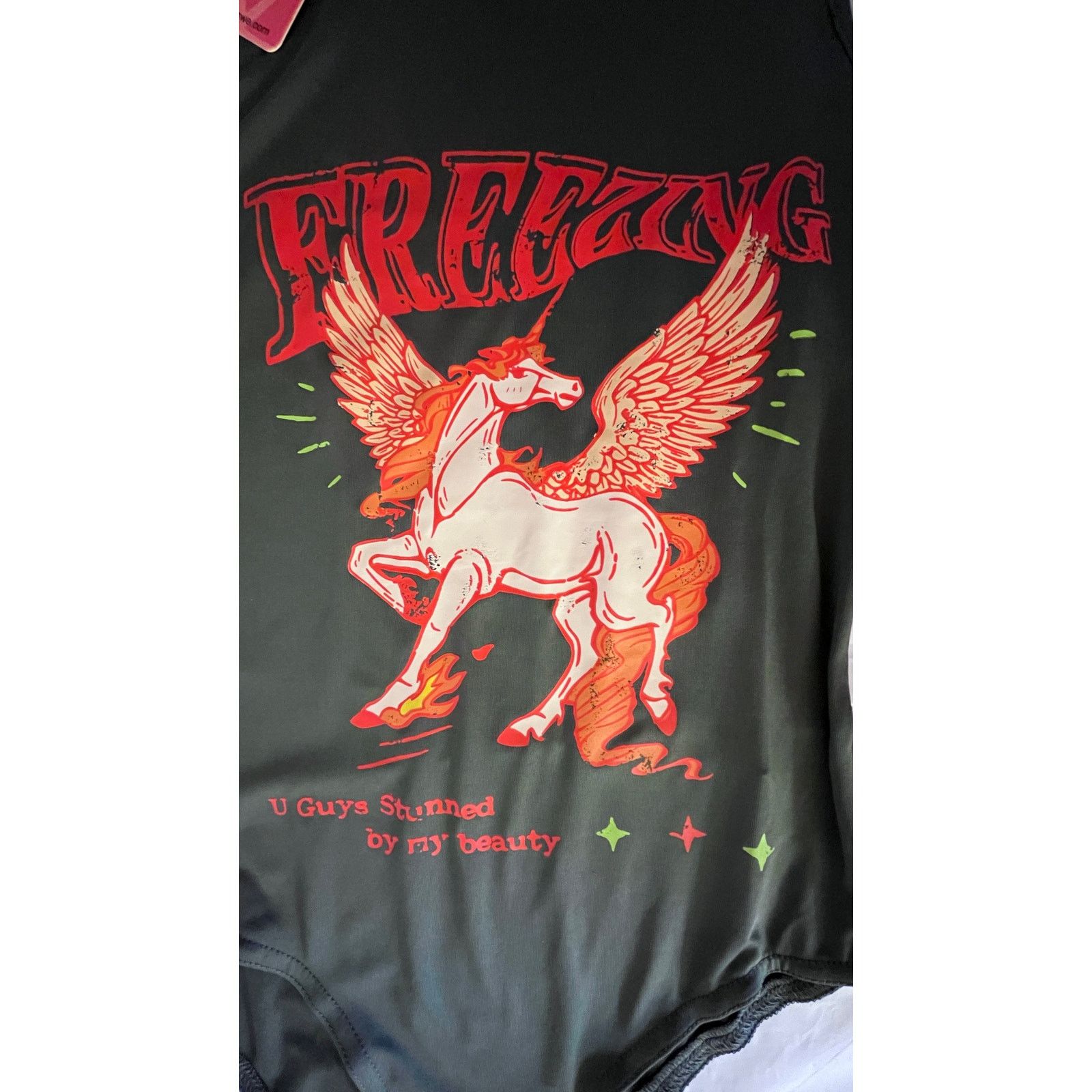 Other Romwe Graphic Print Winged Unicorn Bodysuit - Gray Size XS / US 0-2 / IT 36-38 - 3 Thumbnail