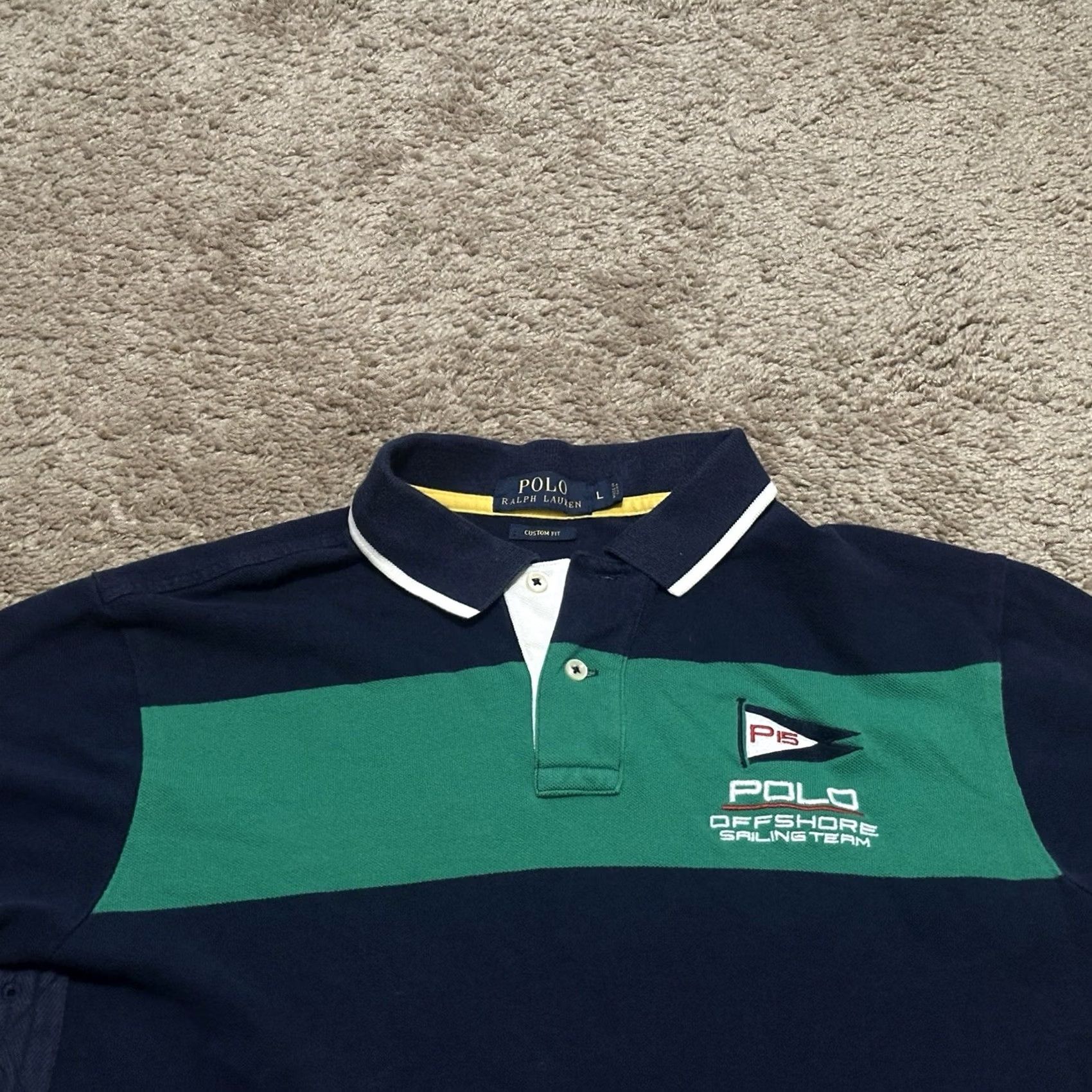 Ralph Lauren Polo Ralph Lauren Polo Shirt Mens Large Sailing Striped Crest Logo Collared Size US L / EU 52-54 / 3 - 2 Thumbnail