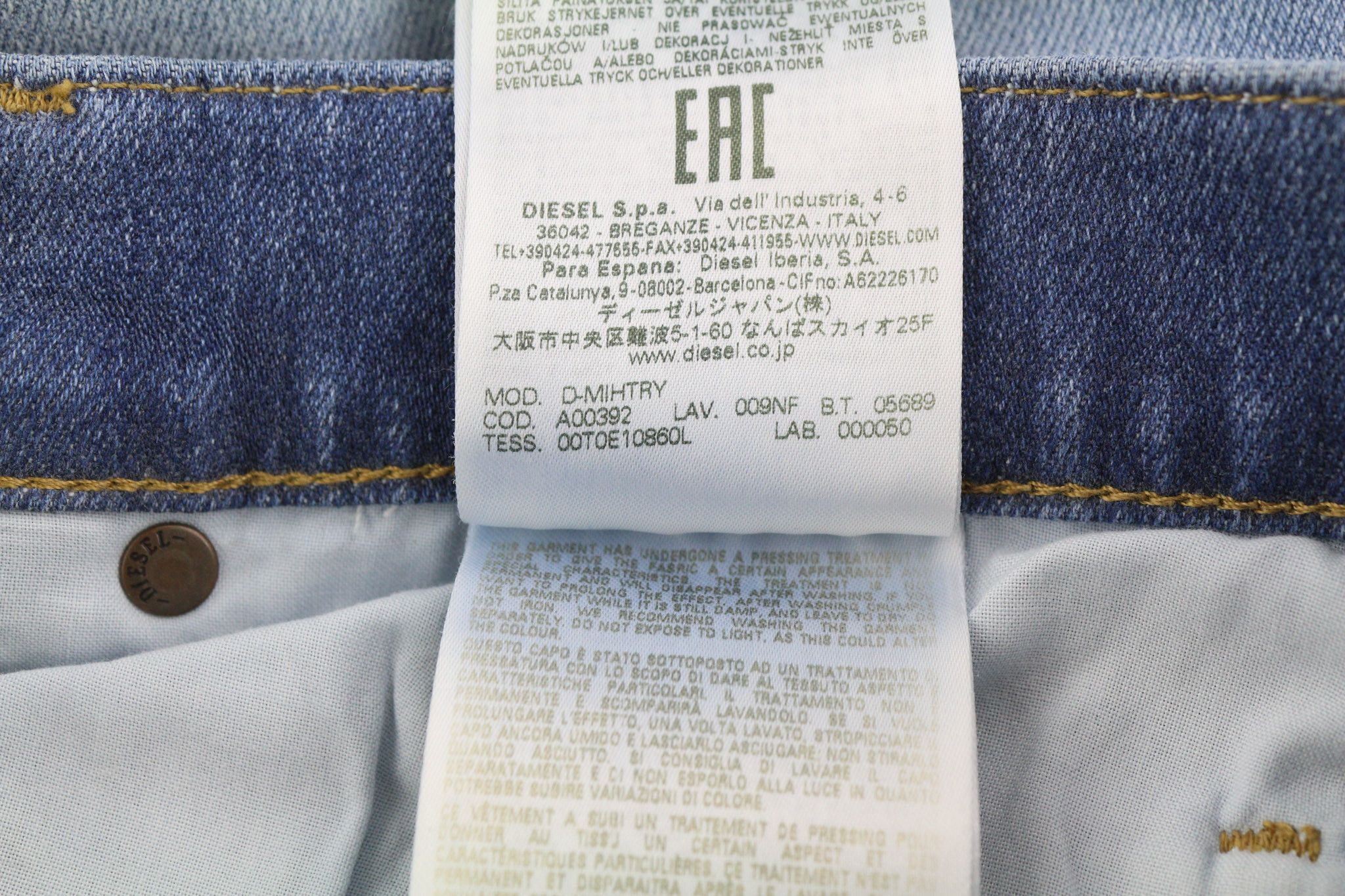 Diesel D-MIHTRY 009NF W30/L34 Straight Stretch Jeans 40185 Size US 30 / EU 46 - 9 Thumbnail