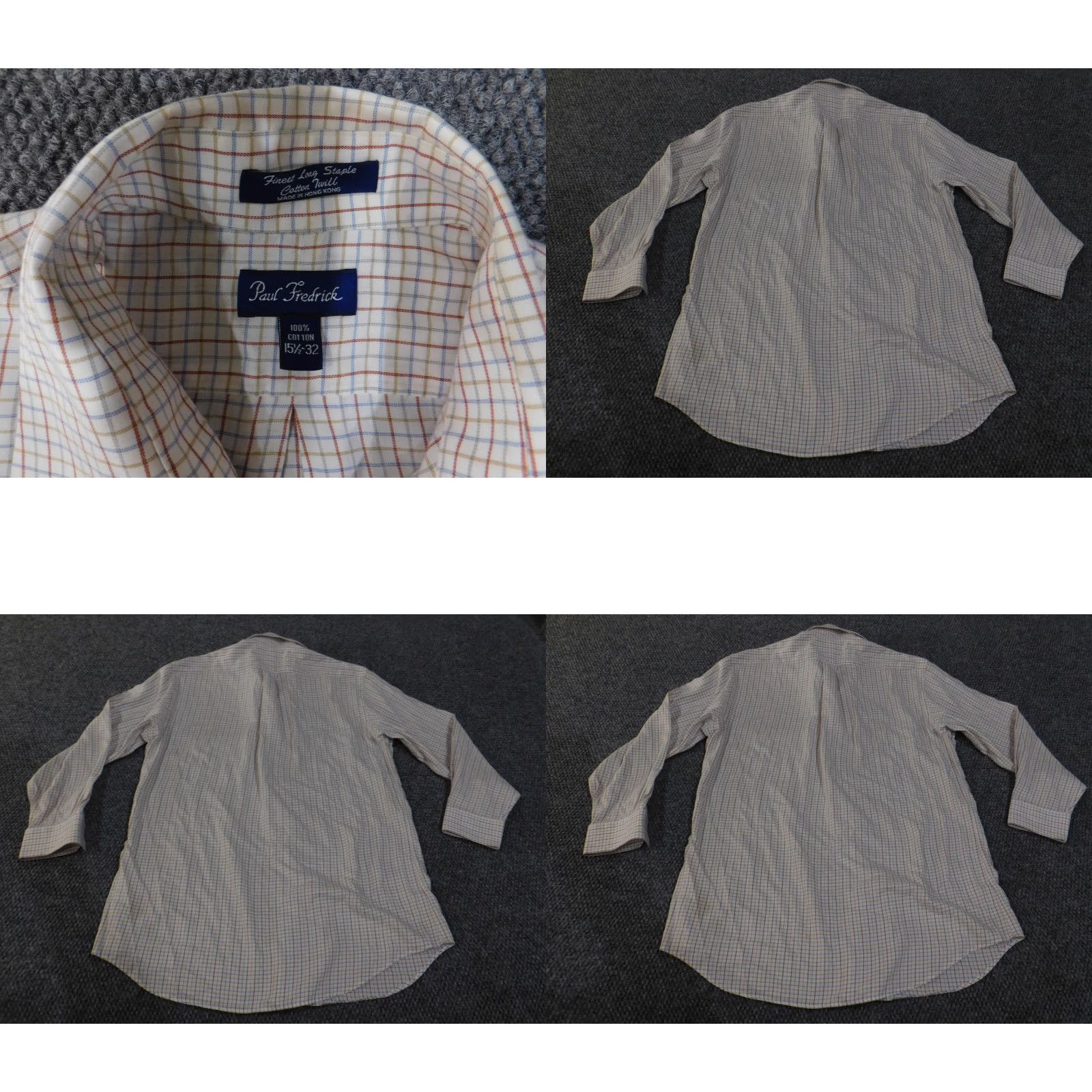 Vintage Paul Fredrick Dress Shirt Mens 15.5 White Plaid Button-Down Collar Shirt Size 42R - 8 Thumbnail