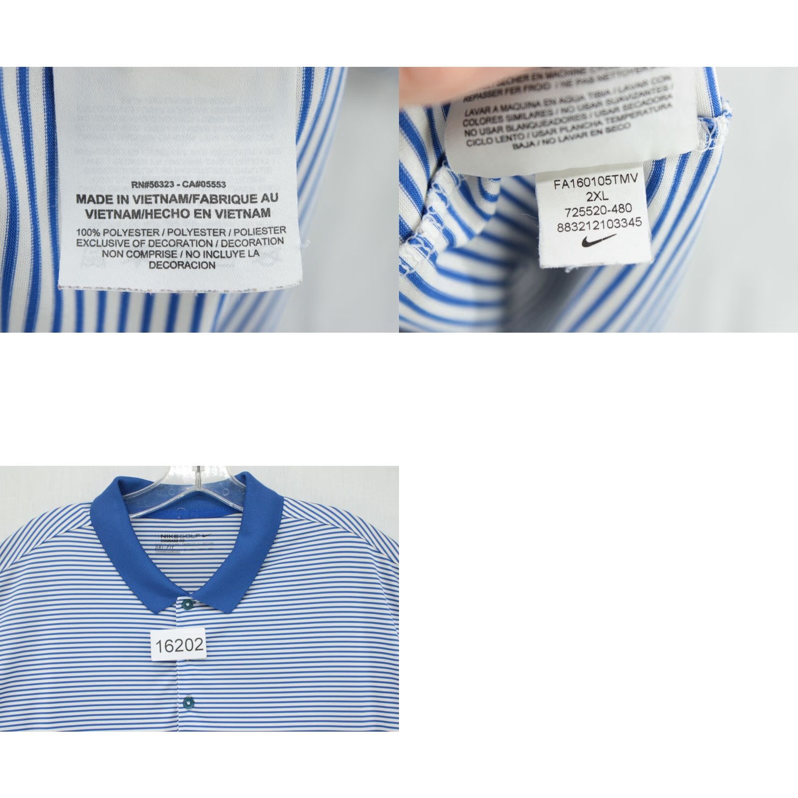 Nike Nike Golf Dri-Fit Polo Shirt Men's 2XL Blue White Striped Standard Fit Preppy Shirt Polo Nike Golf Dri-Fit 2XL Men Blue Striped Preppy Size US XXL / EU 58 / 5 - 8 Thumbnail