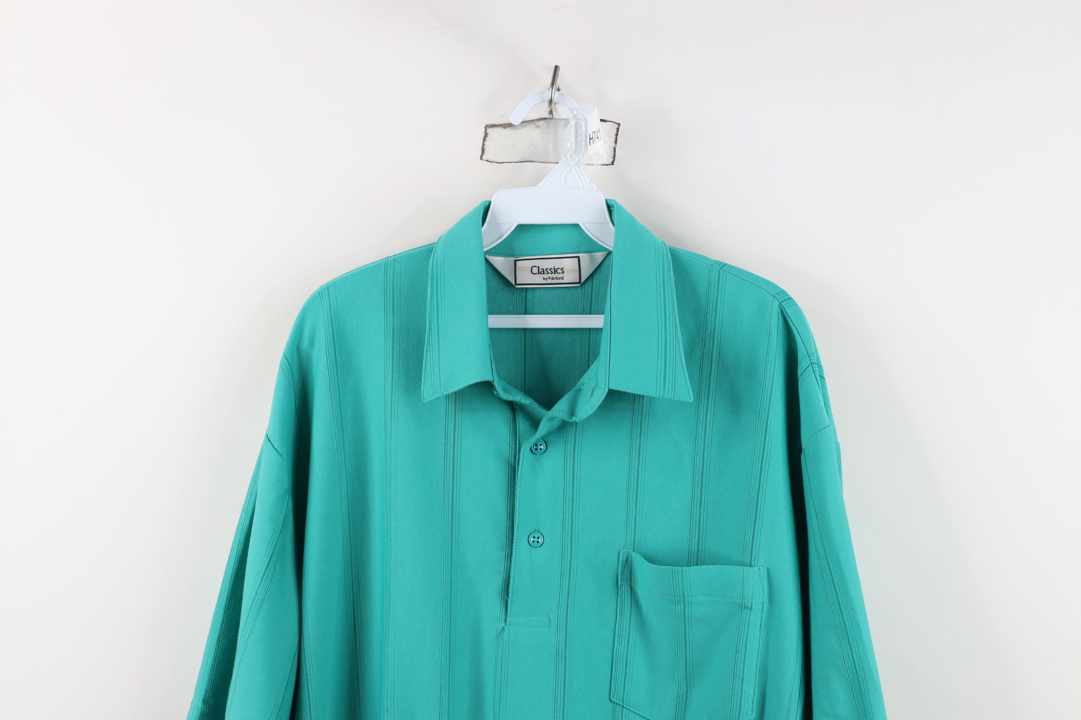 Vintage Vintage 90s Streetwear Striped Collared Pullover Polo Teal Size US L / EU 52-54 / 3 - 2 Thumbnail