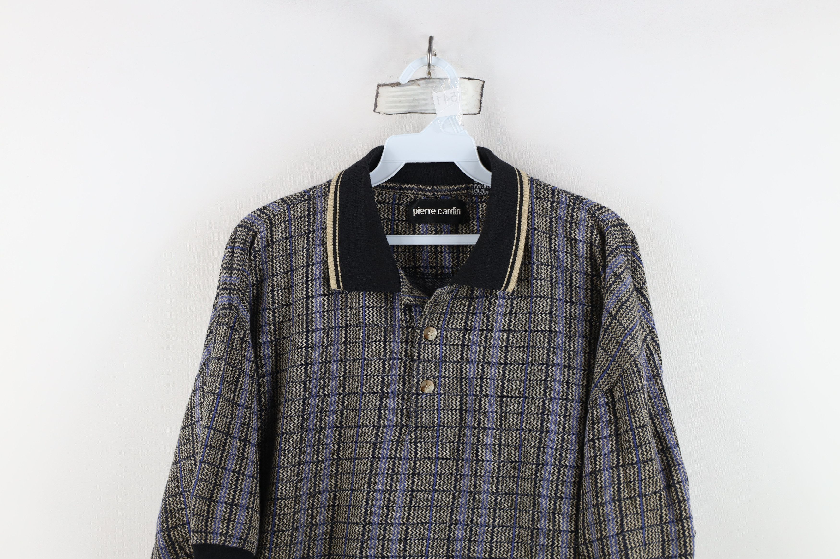 Pierre Cardin Vintage 90s Pierre Cardin Wavy Knit Collared Golf Polo Shirt Size US L / EU 52-54 / 3 - 2 Thumbnail