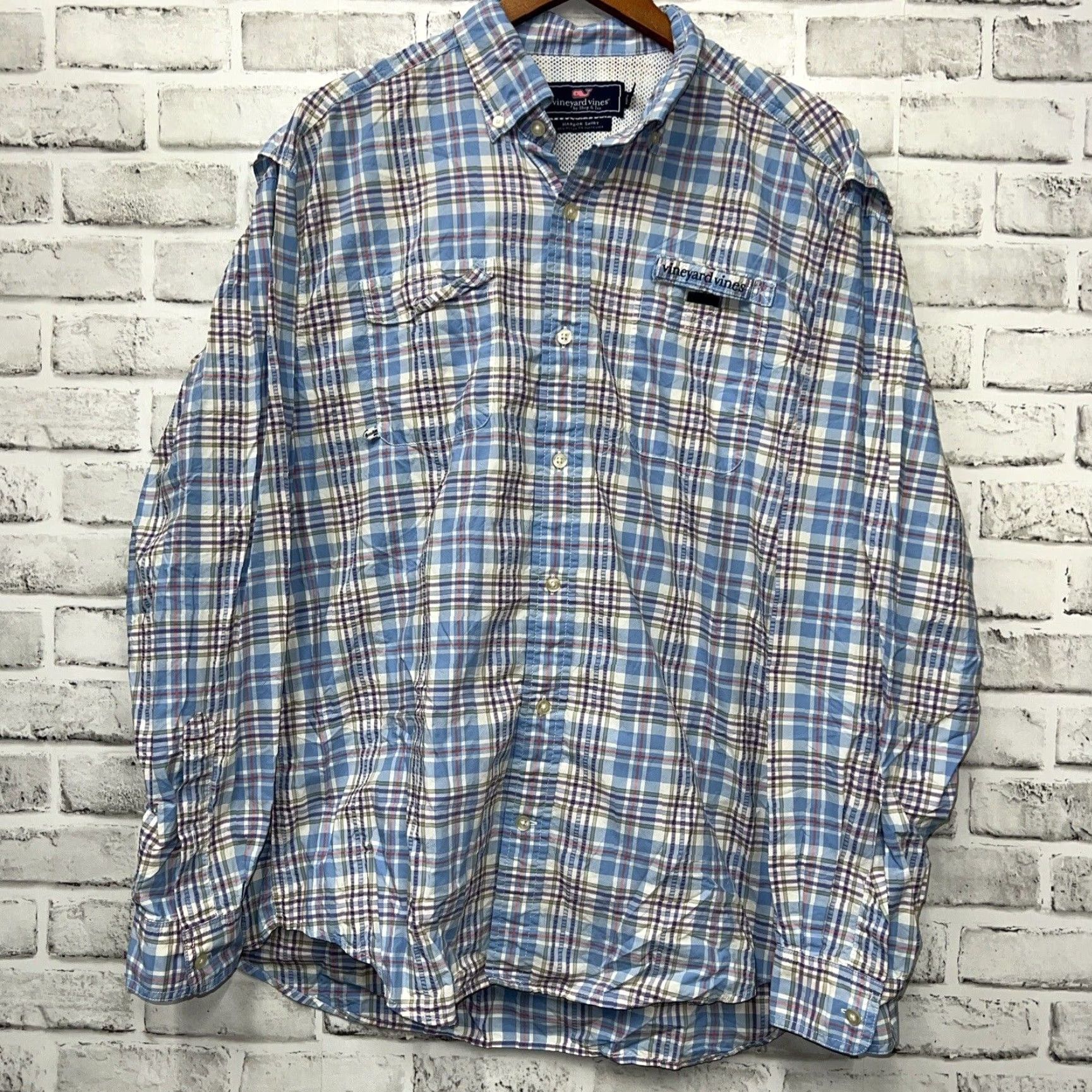 Vineyard Vines Vineyard Vines Harbor Shirt Vented Plaid Blue Long Sleeve Mens XL Button-Up Shirt Size US XL / EU 56 / 4 - 2 Thumbnail