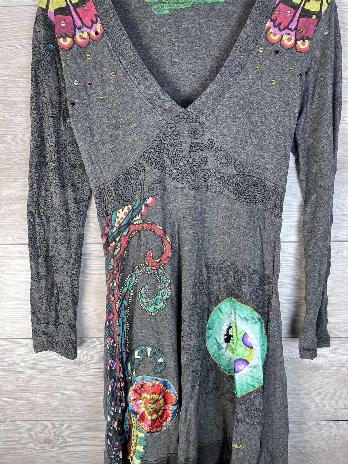 Desigual Women dress Designer size L logo flowers Y2K Size L / US 10 / IT 46 - 3 Thumbnail
