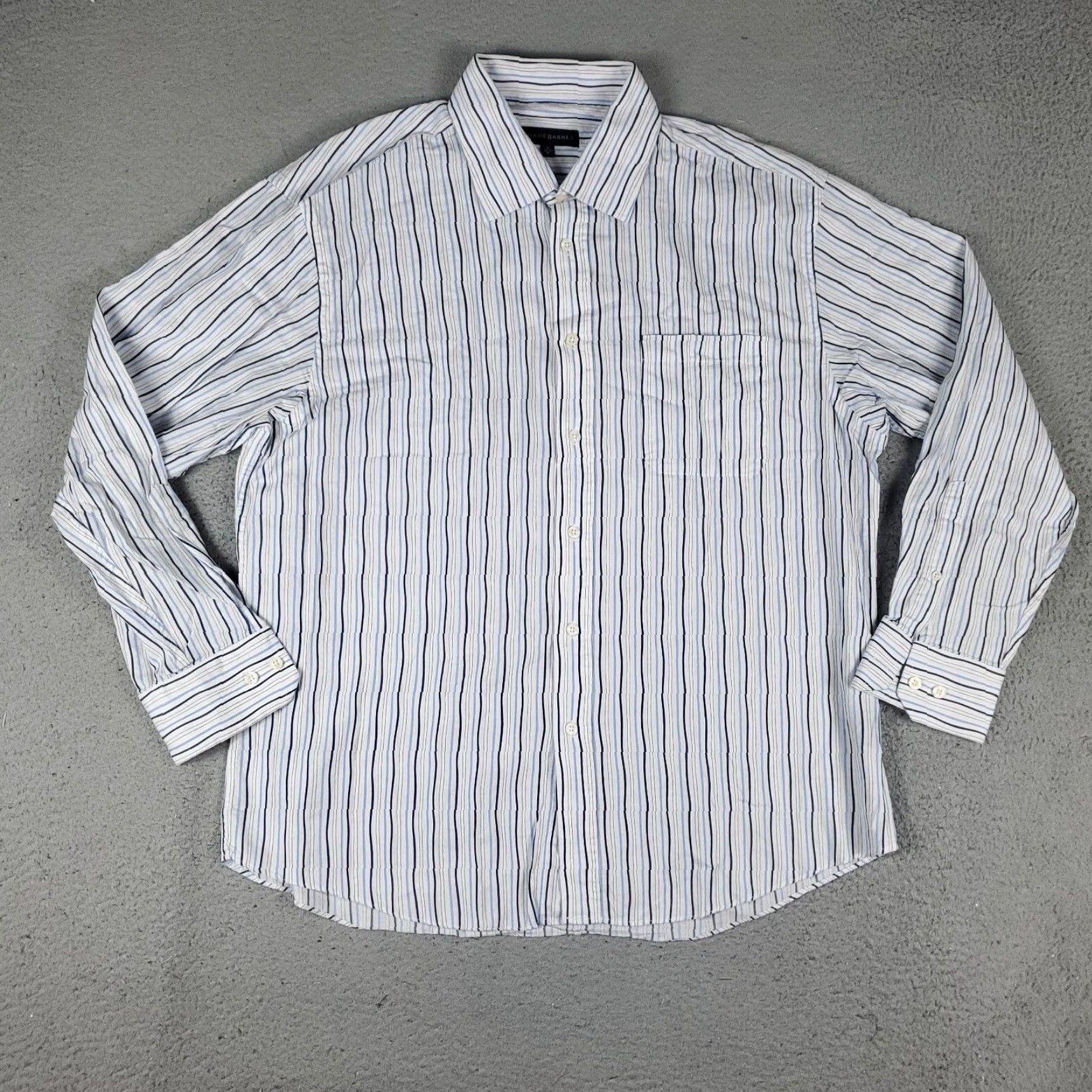 Vintage Jhane Barnes Shirt Mens XL Blue Striped Button-Up Long Sleeve Casual Formal Workwear Modern Preppy 90s Mens XL Blue Striped Button-Up Size US XL / EU 56 / 4 - 2 Thumbnail