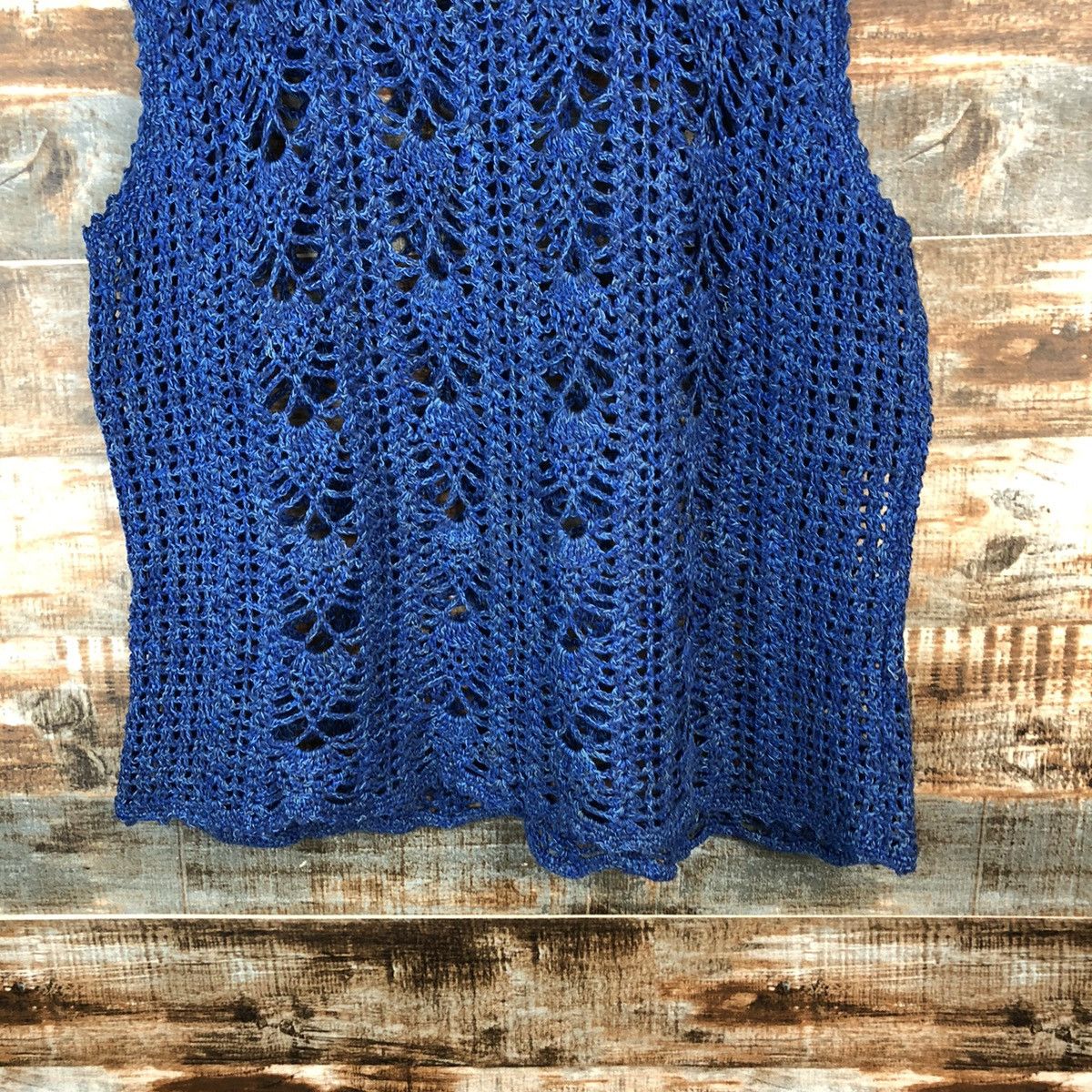 Handmade Japan vintage crochet mesh net knitwear handmade Vest #A2248 Size L / US 10 / IT 46 - 6 Thumbnail
