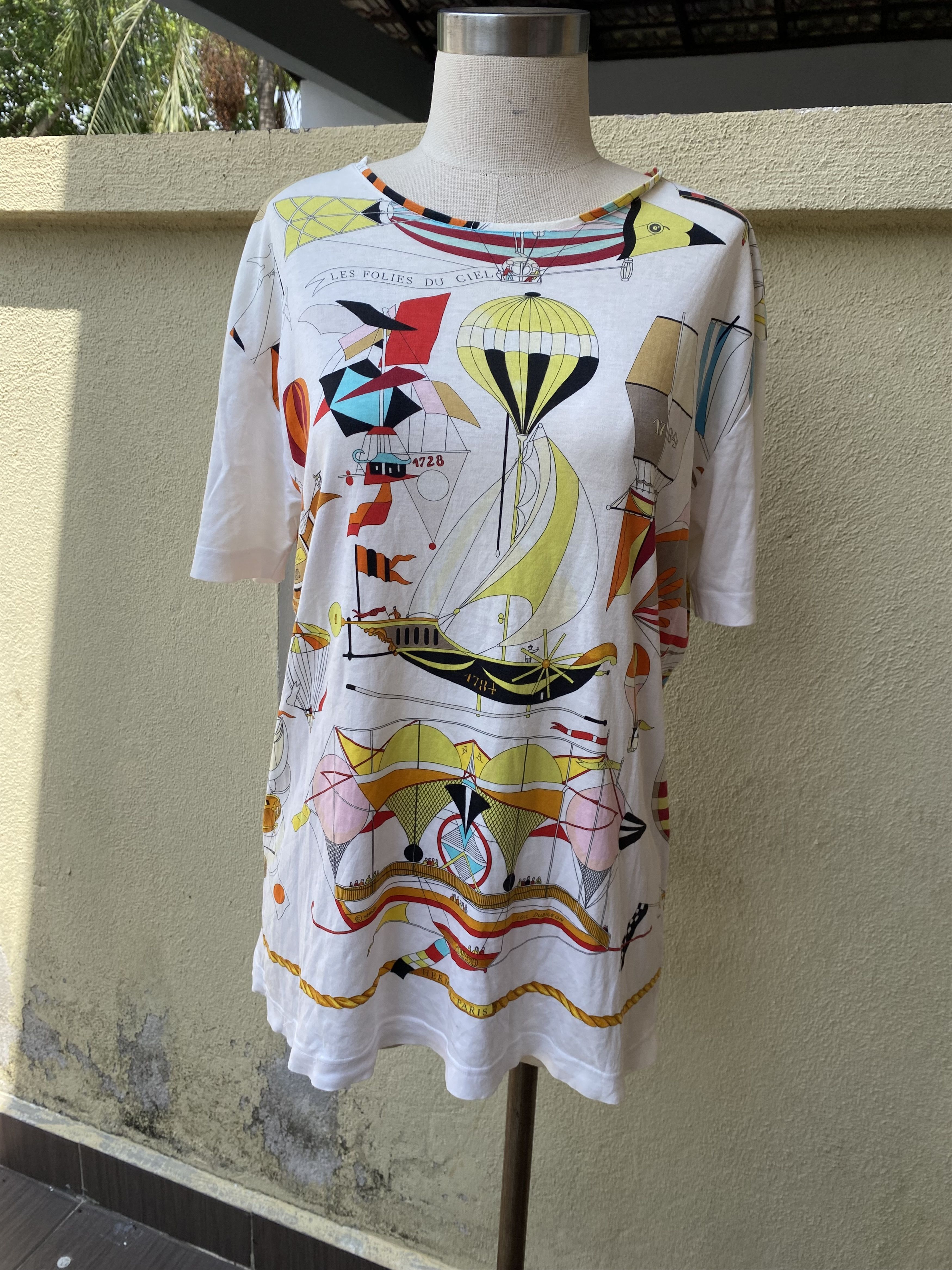 image of Hermes x Vintage "les Folies Du Ciel" By Loic Dubigeon, Women's (Size Large)