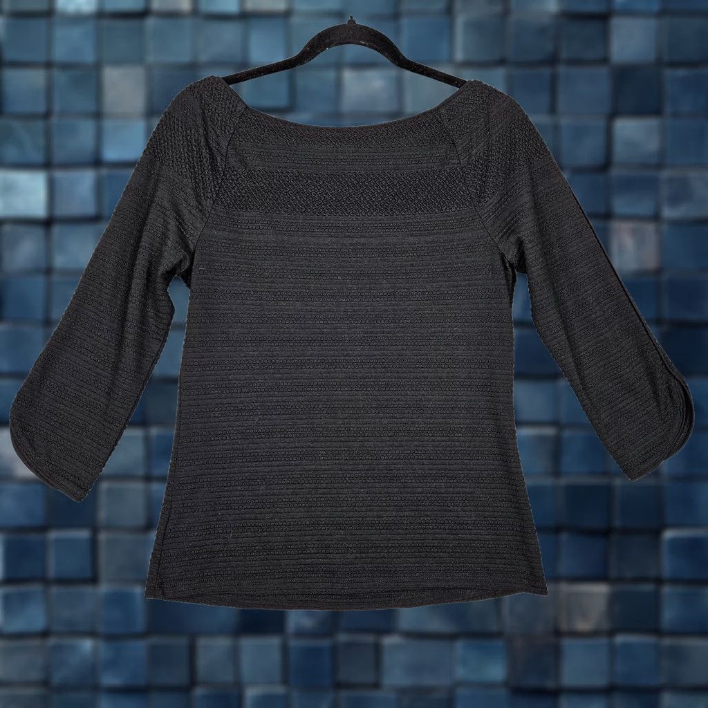 Vintage Meadow Rue By Anthropologie Women’s Stretch Textured 3/4 Sleeve Top S Black Pants? Size S / US 4 / IT 40 - 1 Thumbnail