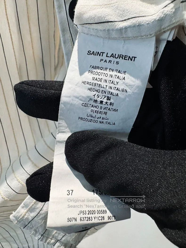 Saint Laurent Paris Saint Laurent Paris size 37 Mulberry Silk Striped Short-sl Size US S / EU 44-46 / 1 - 4 Thumbnail